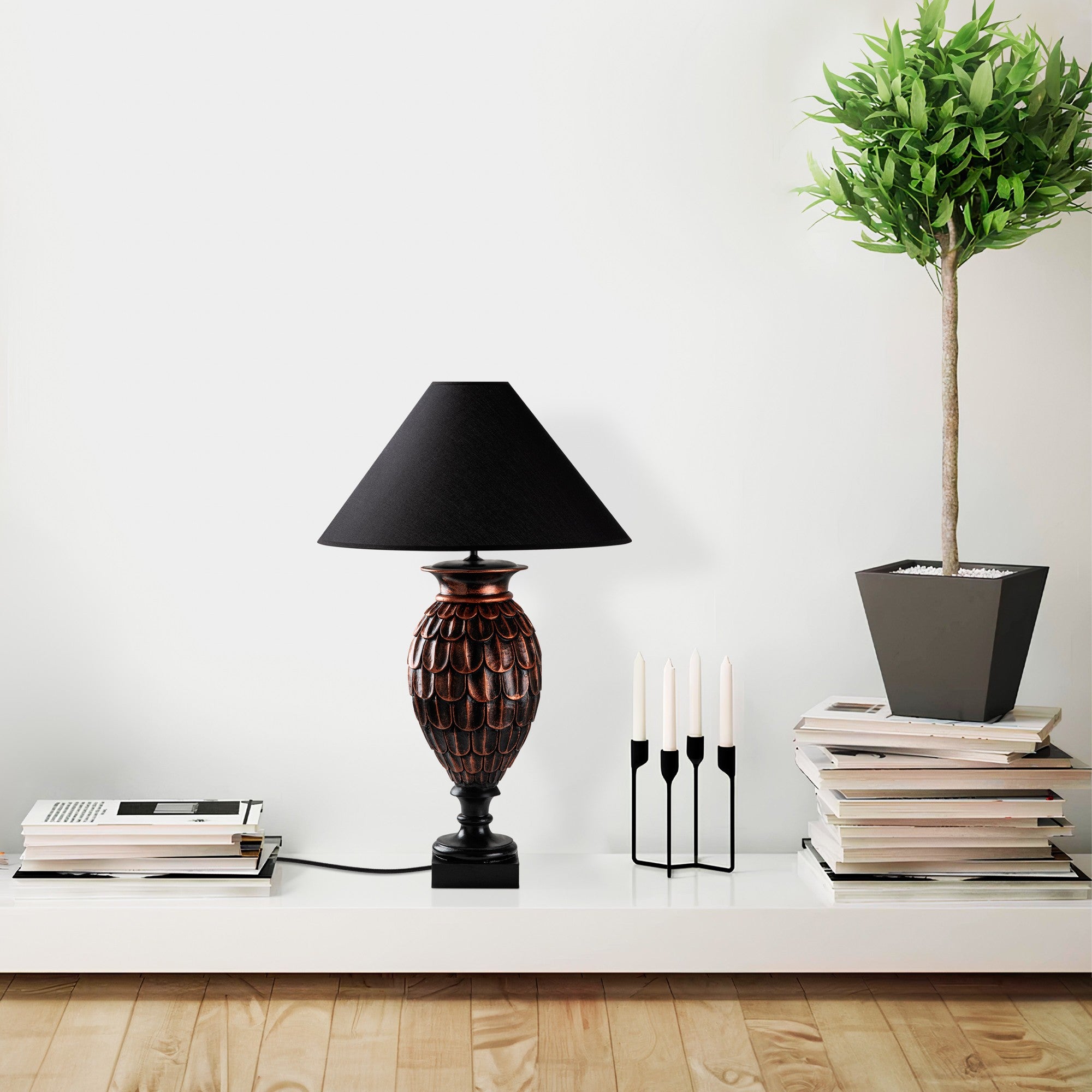 Candeeiro de mesa-Eleganze-Marrom
Preto