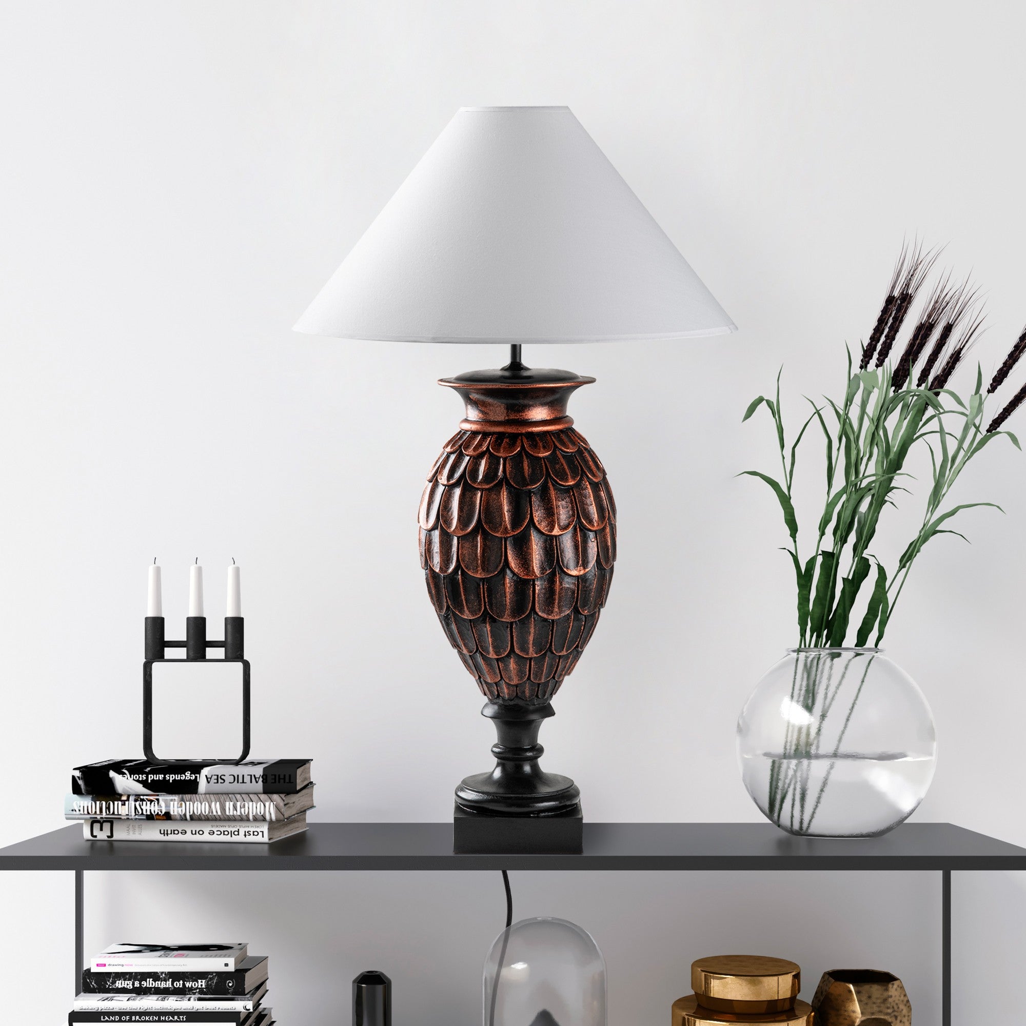 Candeeiro de mesa-Eleganze-Marrom
Branco