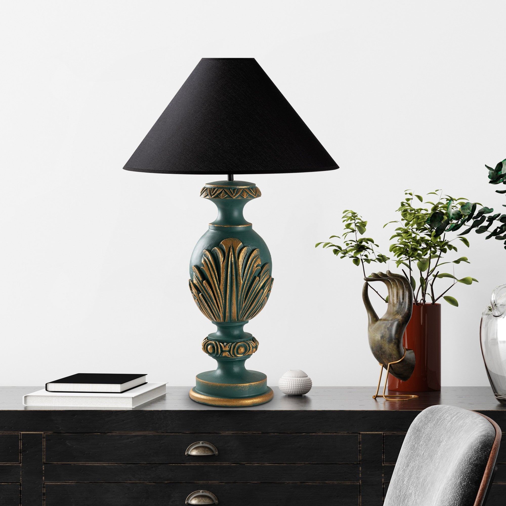Candeeiro de mesa-Eleganze-Verde
Preto
