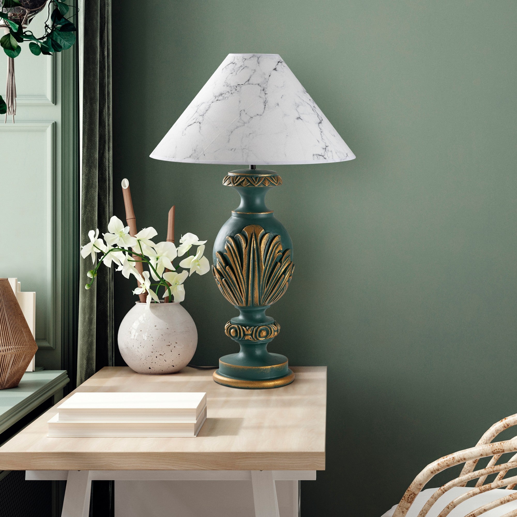 Candeeiro de mesa-Eleganze-Verde
Branco