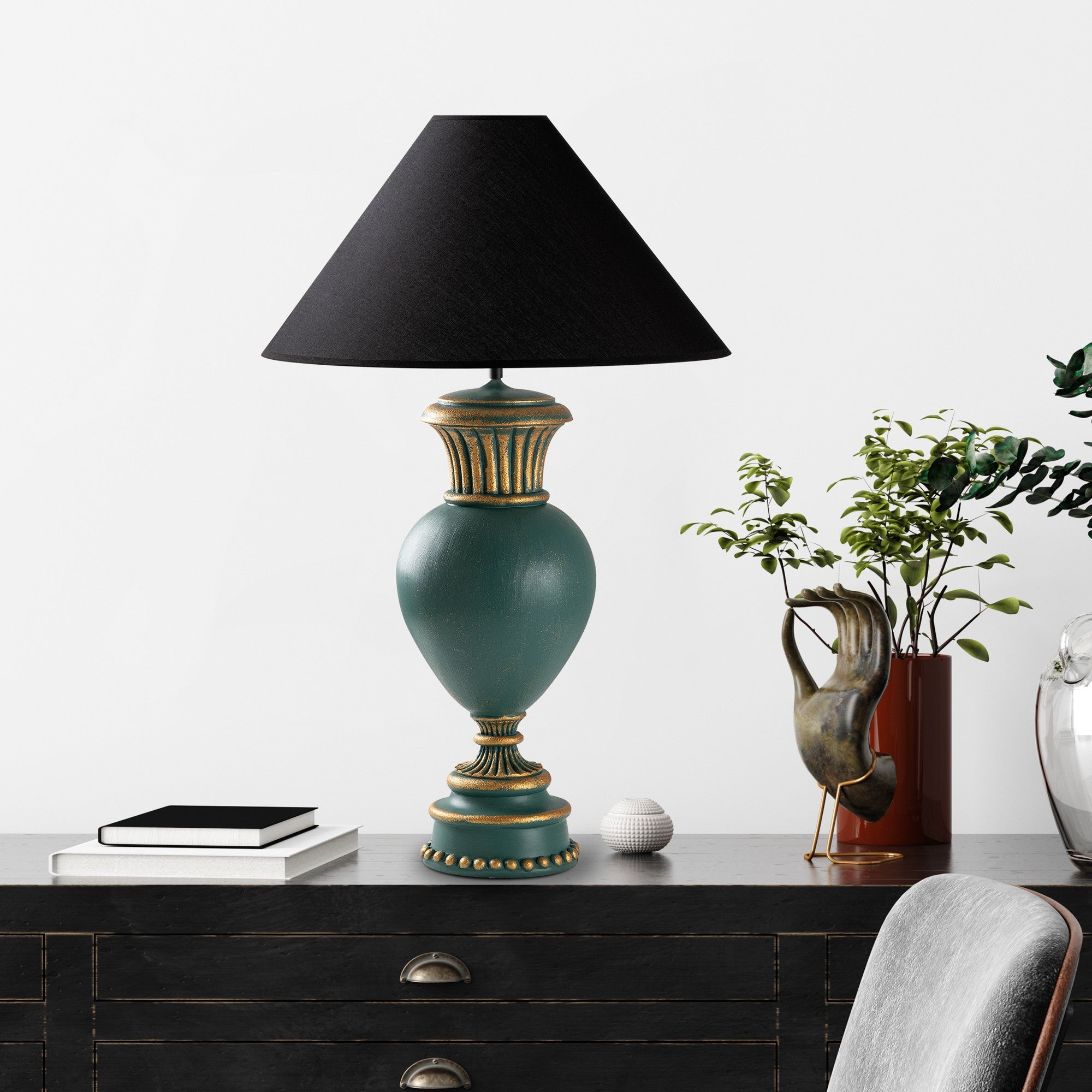 Candeeiro de mesa-Eleganze-Verde
Preto