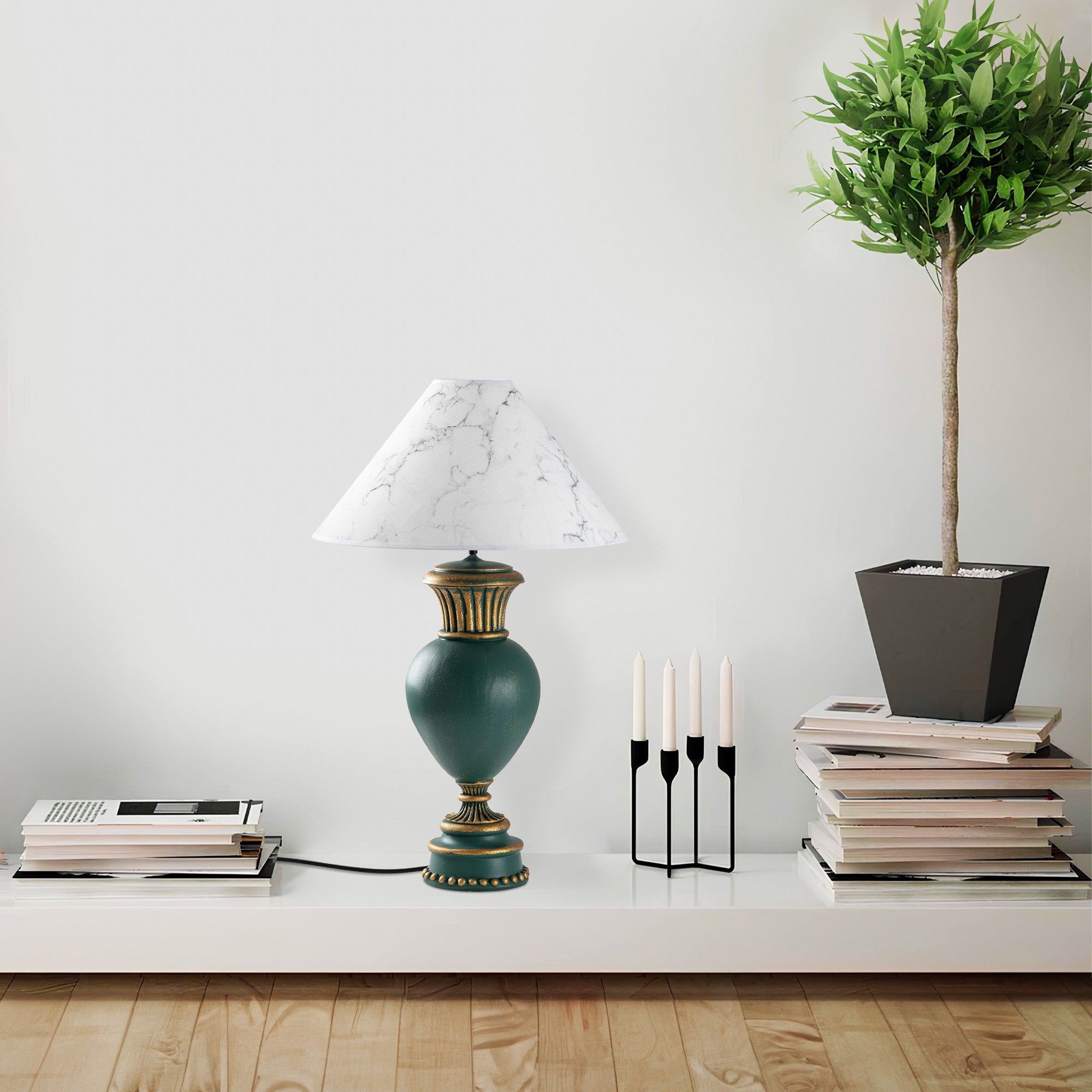 Candeeiro de mesa-Eleganze-Verde
Branco
