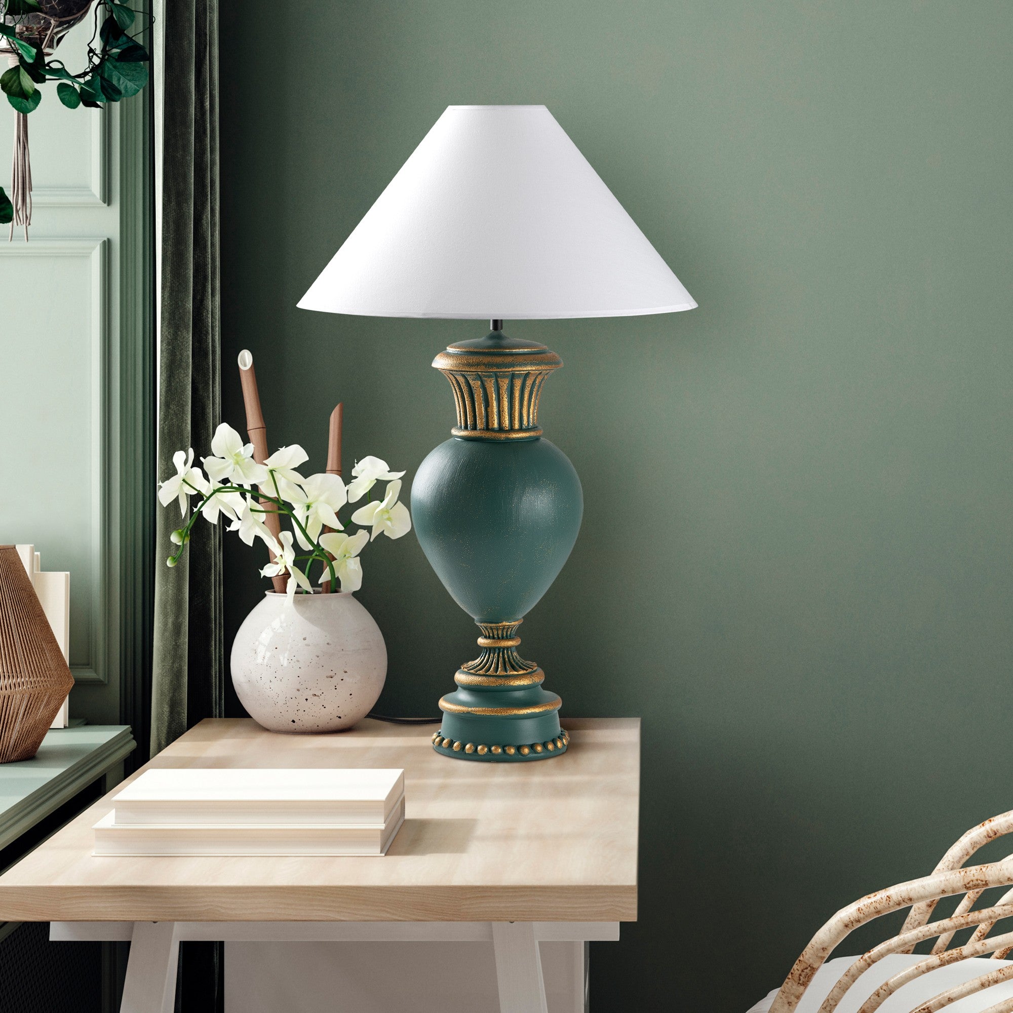 Candeeiro de mesa-Eleganze-Verde
Branco