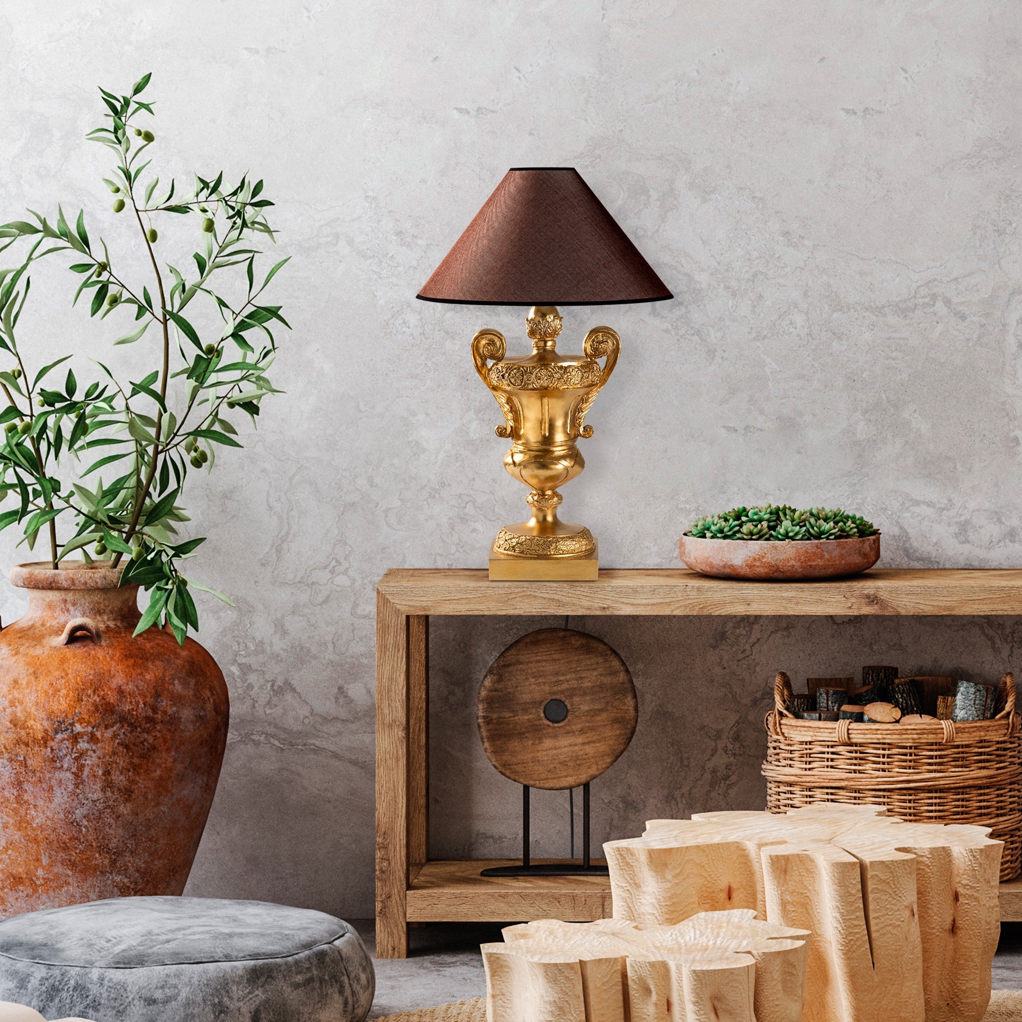 Candeeiro de mesa-Eleganze-Dourado
Marrom