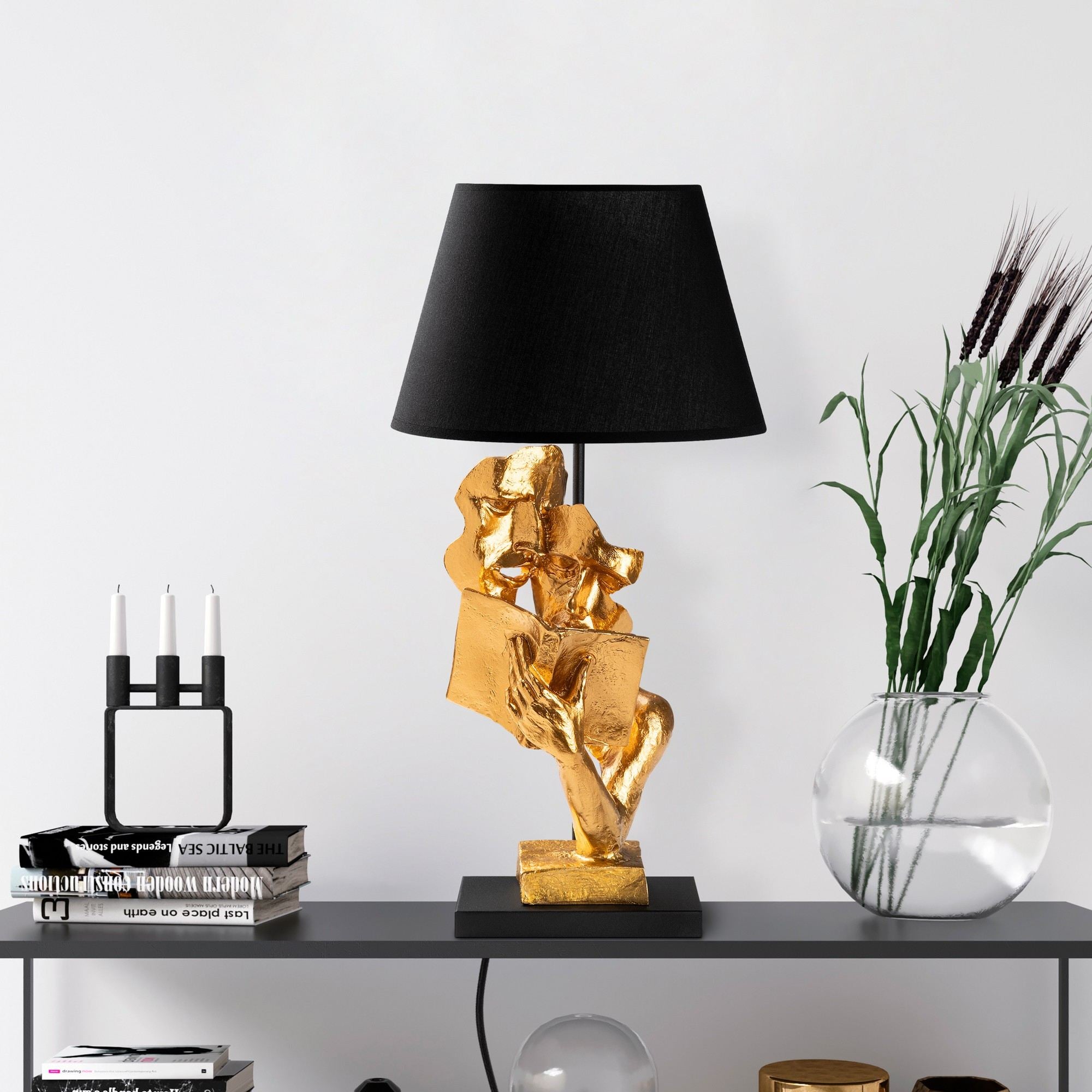 Candeeiro de mesa-Figura-Dourado
Preto