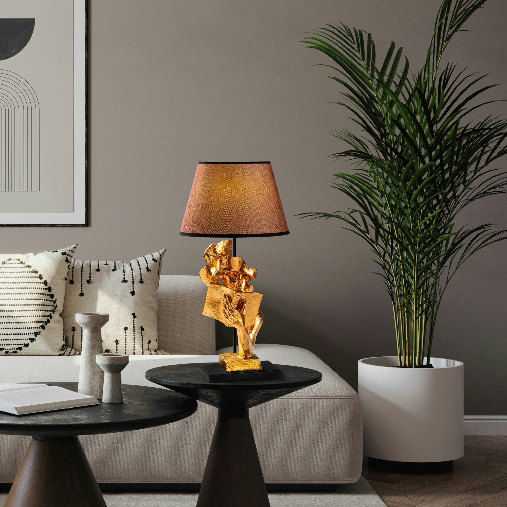 Candeeiro de mesa-Figura-Dourado
Marrom