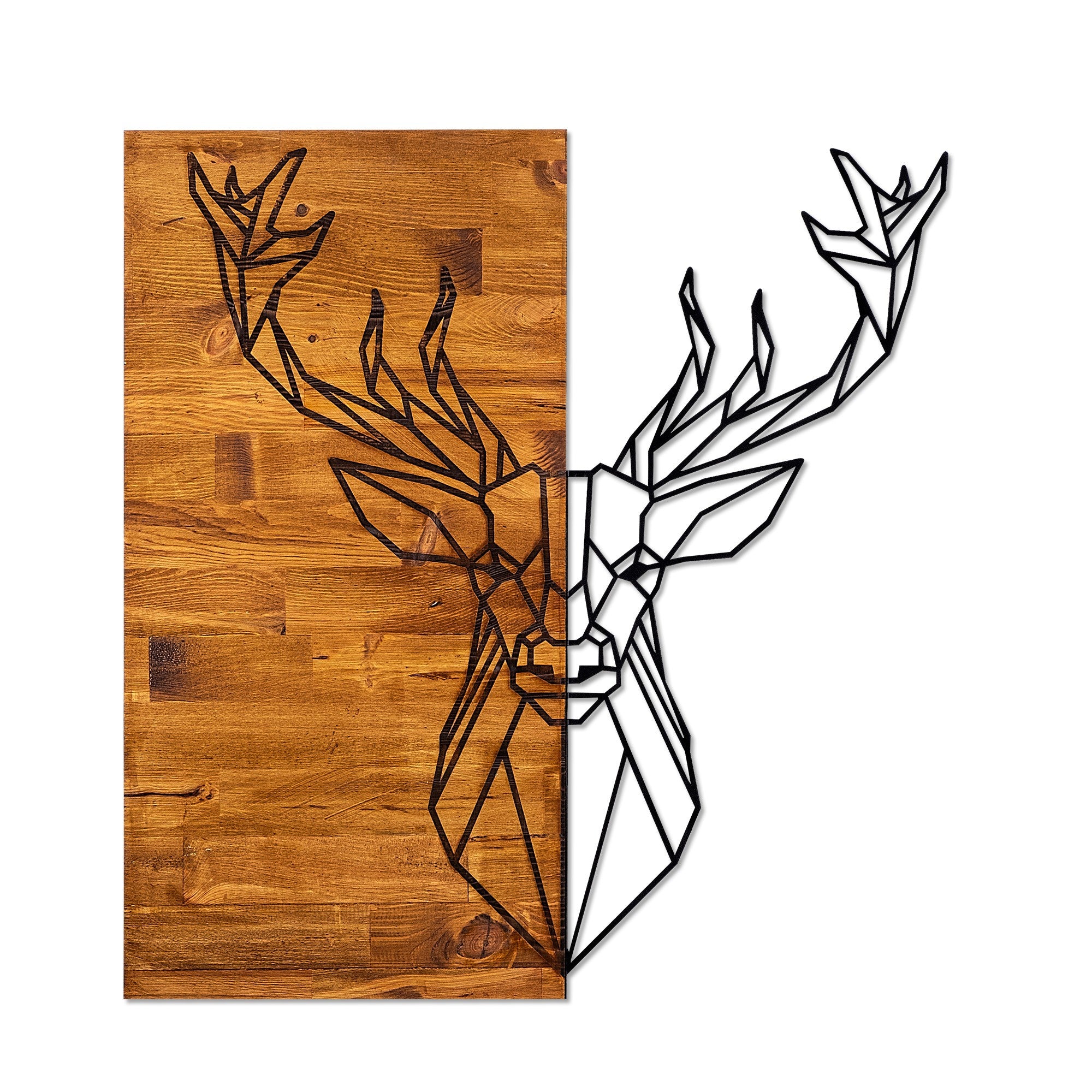 Acessório Decorativo de Parede – 56 x 58 cm – Nogueira e Preto – Madeira e Metal