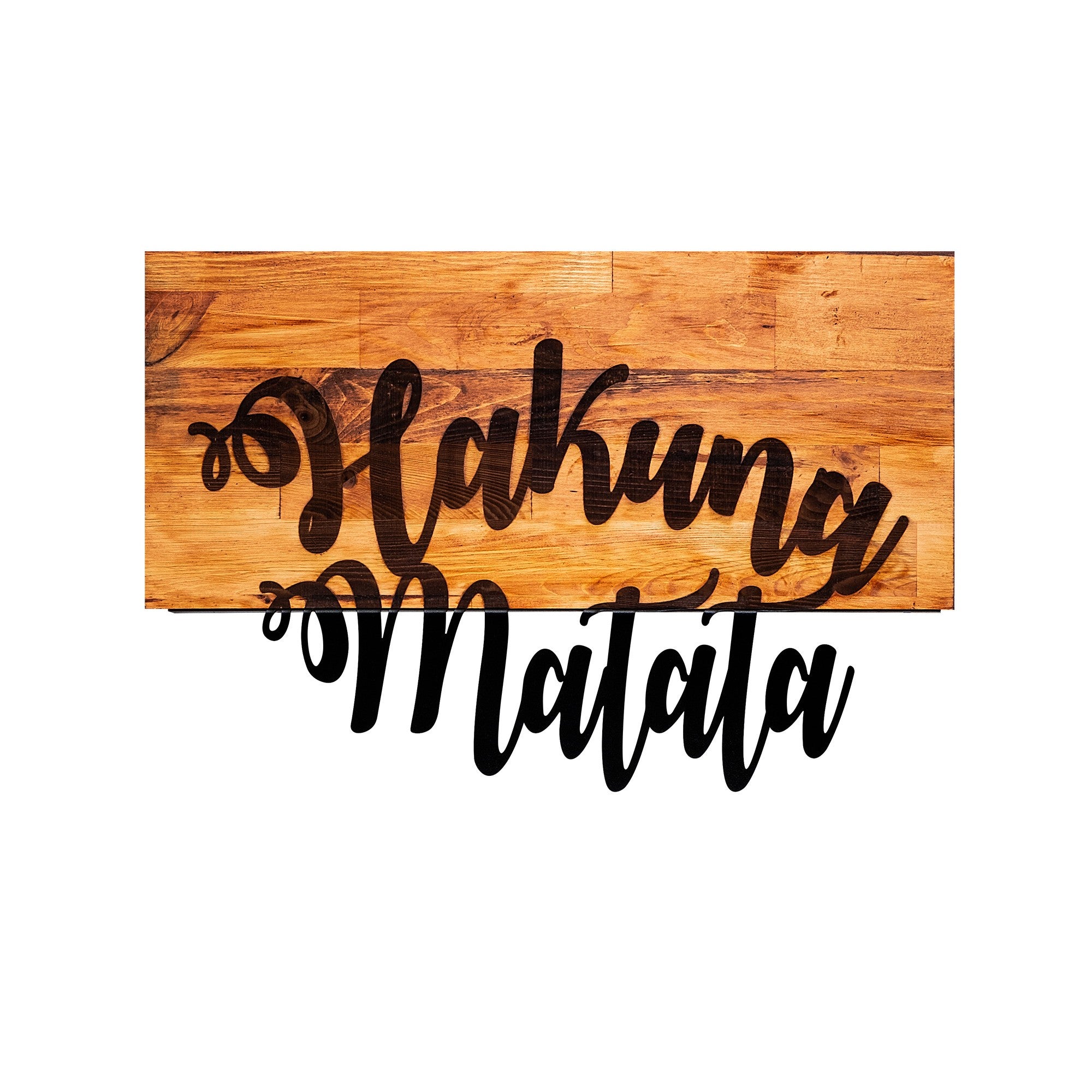 Acessório decorativo de parede – 58 x 38 cm – nogueira e preto – madeira e metal
