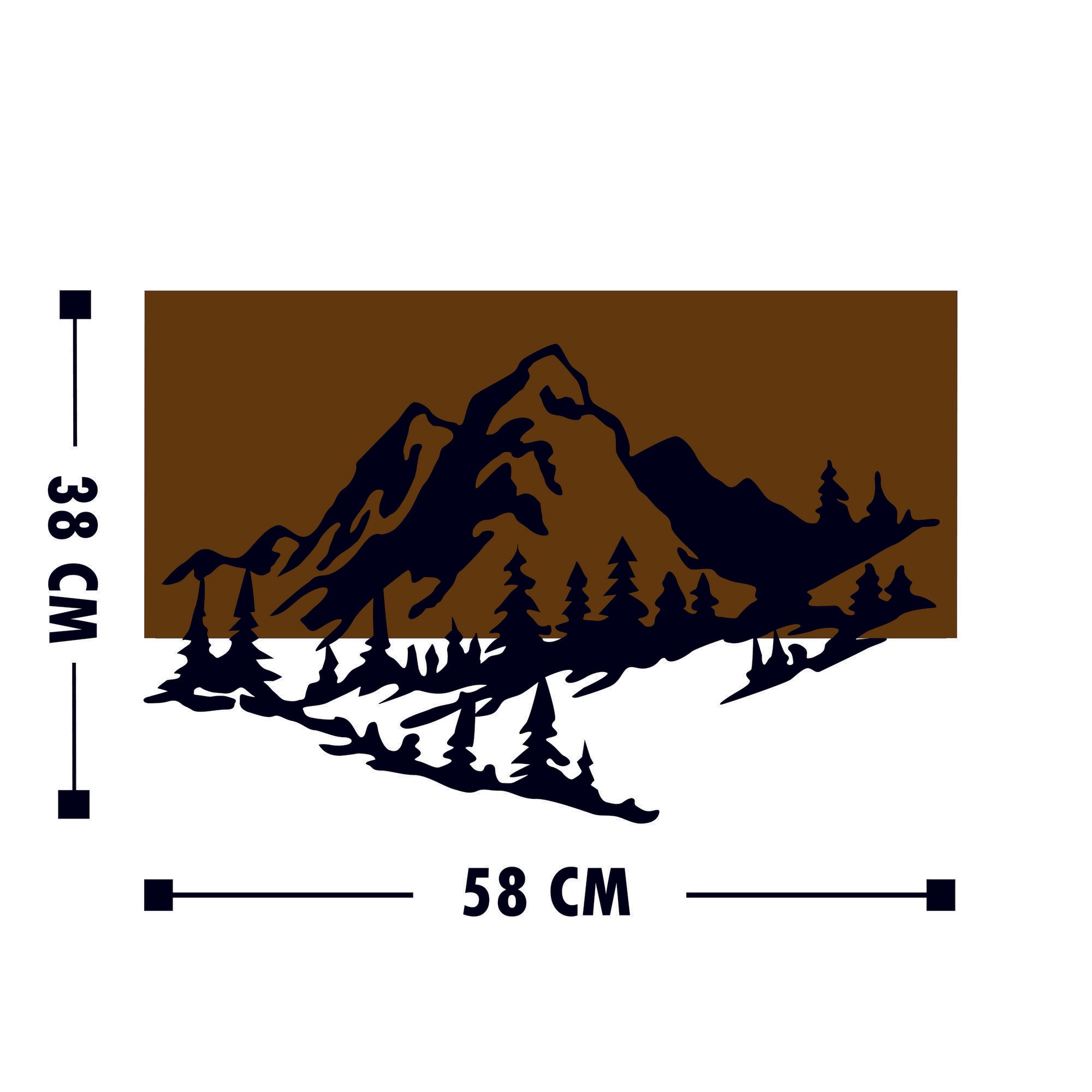 Acessório Decorativo de Parede – 38 x 58 cm – Nogueira e Preto – Madeira e Metal