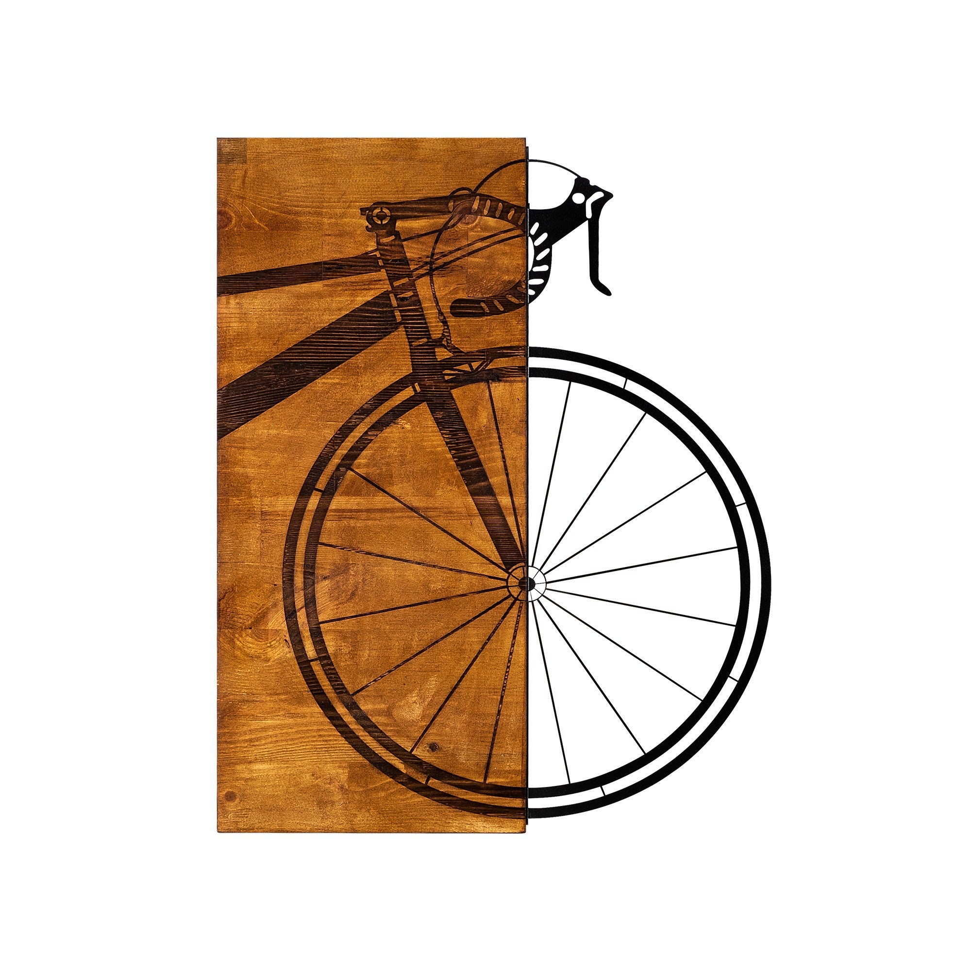 Acessório Decorativo de Parede – 45 x 58 cm – Nogueira e Preto – Madeira e Metal