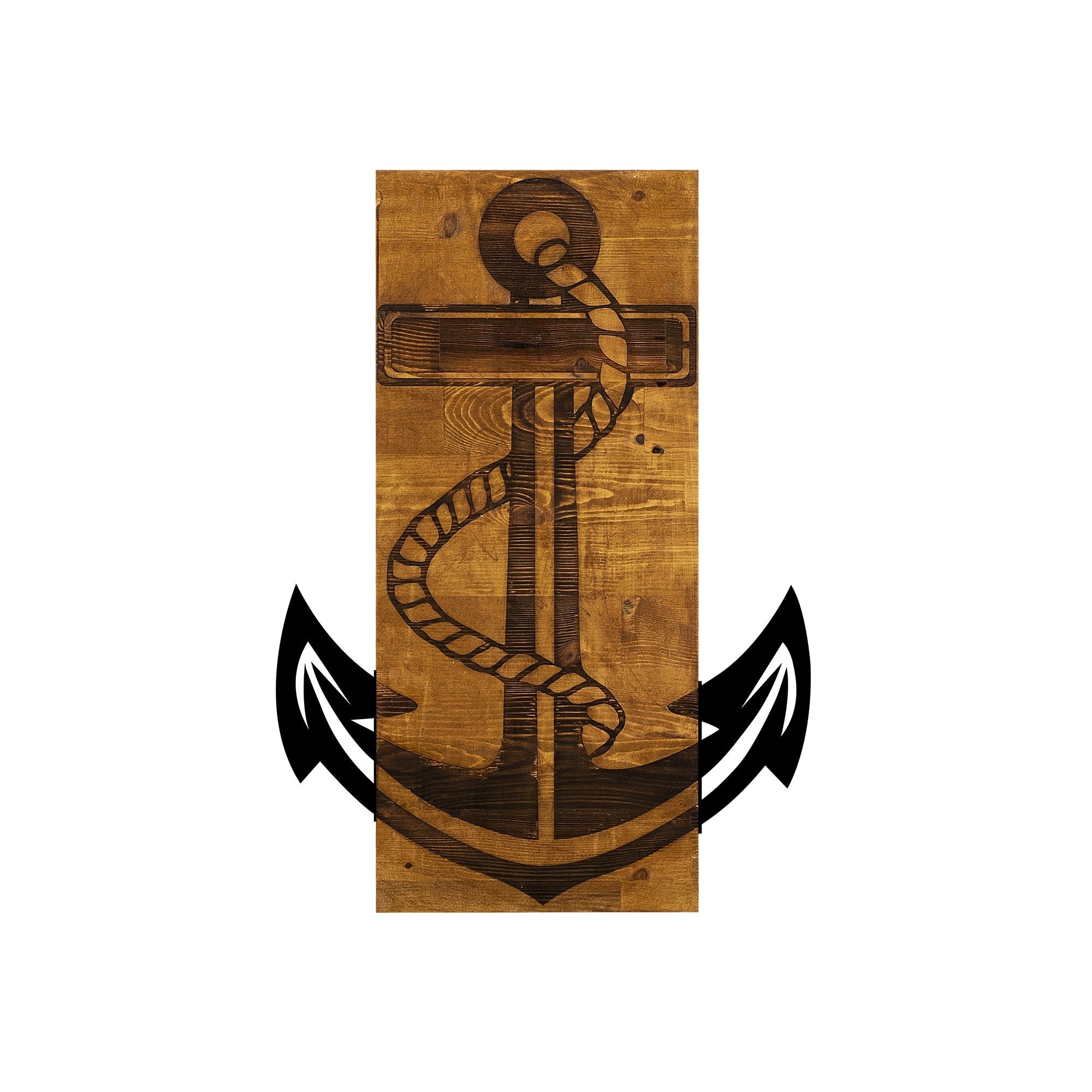 Acessório decorativo de parede – 41 x 58 cm – nogueira e preto – 50% madeira e 50% metal