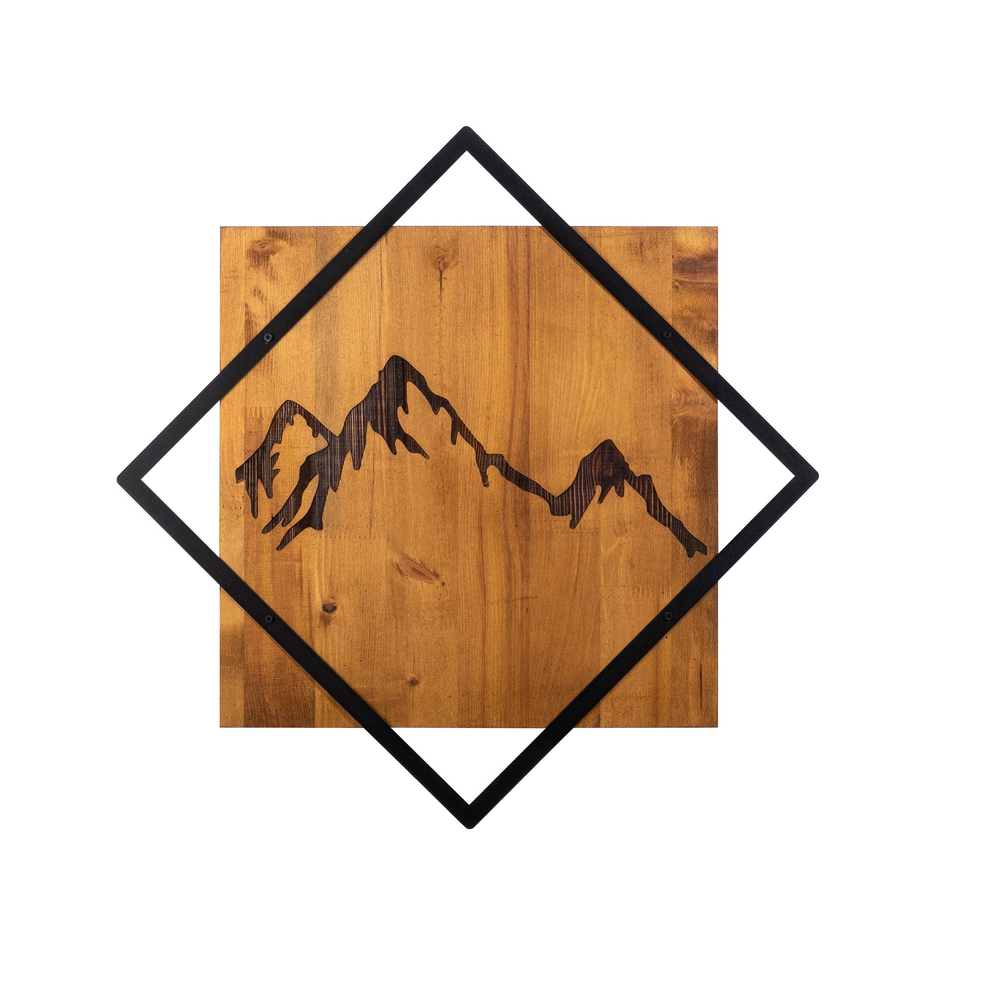 Acessório decorativo de parede – 54 x 54 cm – Nogueira e preto – Madeira e metal