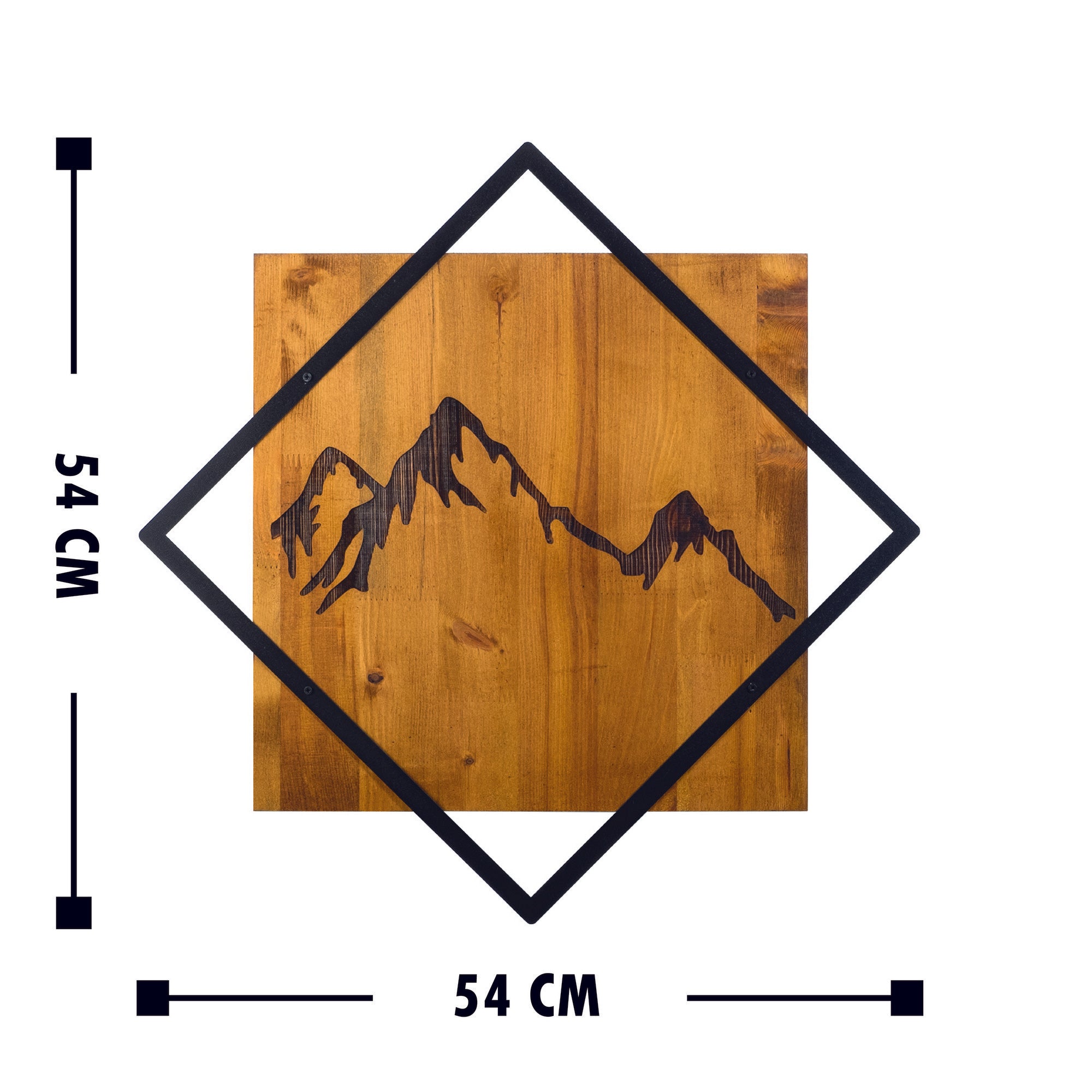 Acessório decorativo de parede – 54 x 54 cm – Nogueira e preto – Madeira e metal