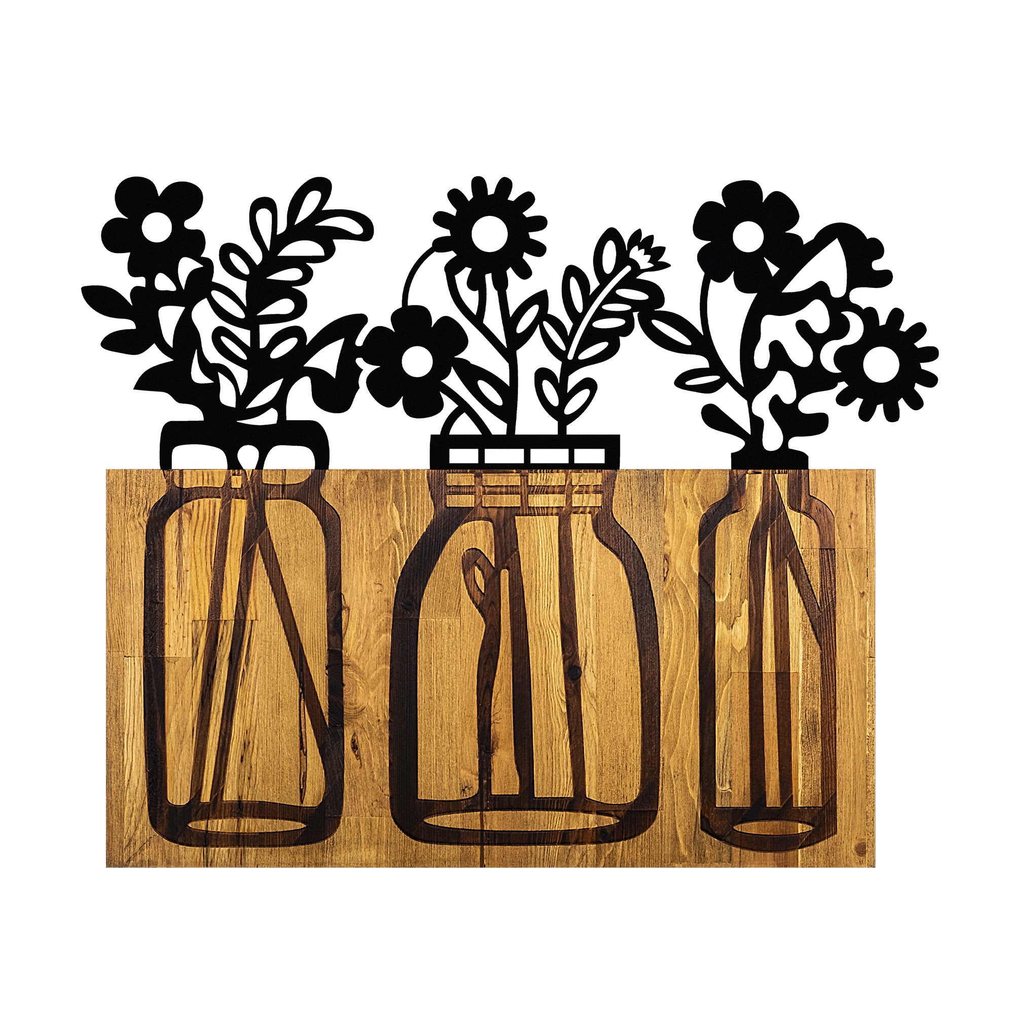 Acessório decorativo de parede – 65 x 3 x 52 cm – nogueira e preto – metal e madeira