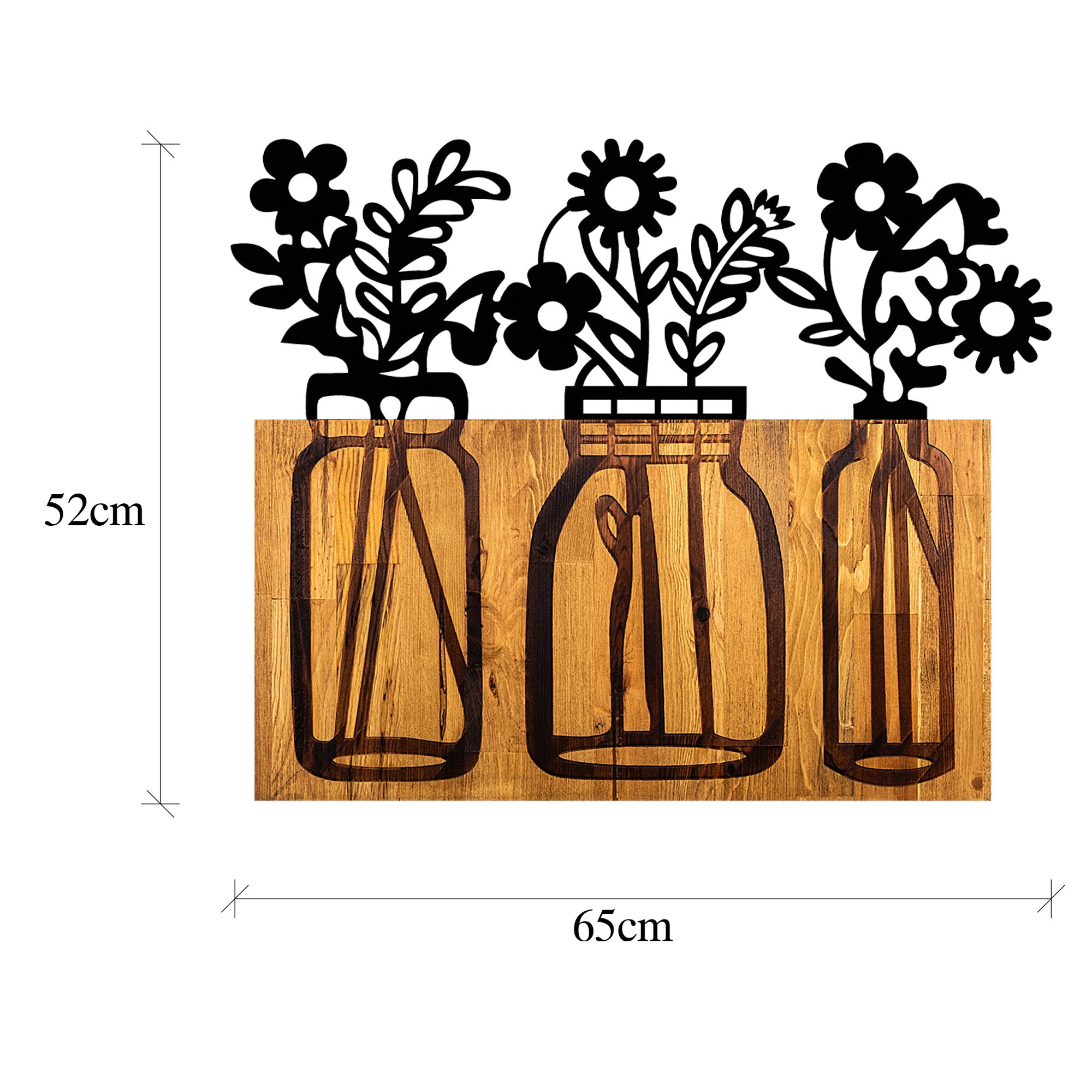 Acessório decorativo de parede – 65 x 3 x 52 cm – nogueira e preto – metal e madeira