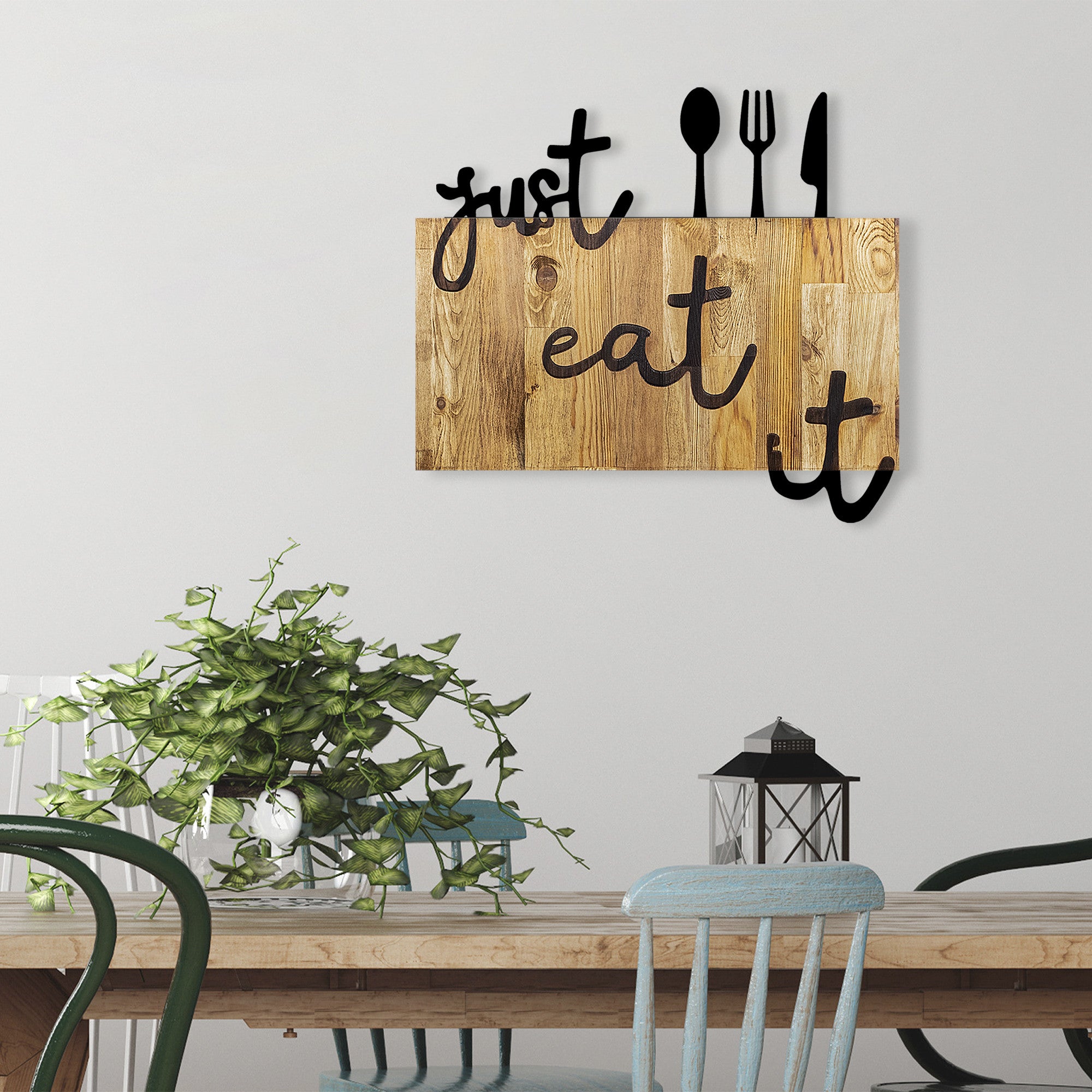 Acessório decorativo de parede – 58 x 3 x 52 cm – nogueira e preto – metal e madeira