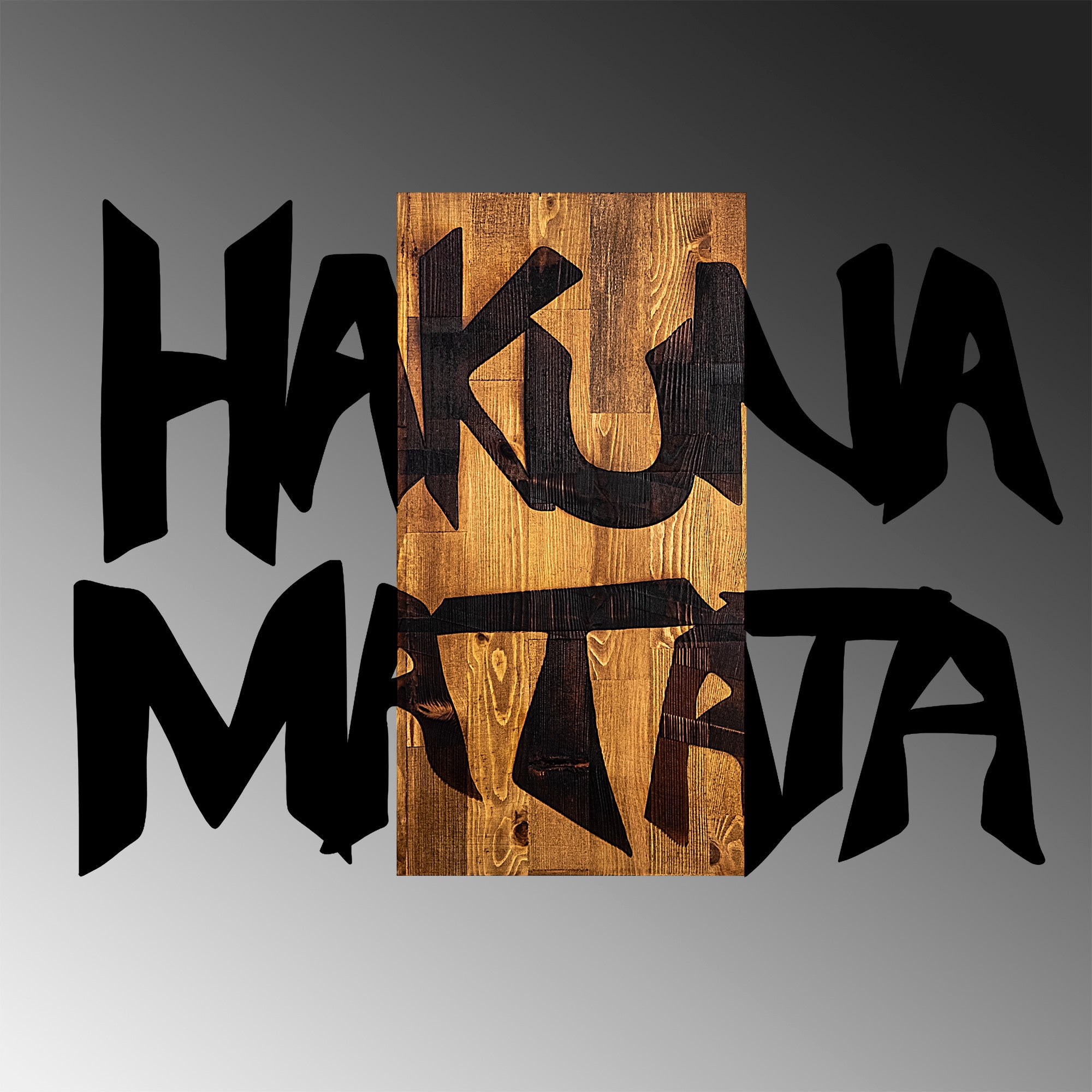 Acessório Decorativo de Parede – 77 x 3 x 58 cm – Preto e Nogueira clara – 100% Madeira e Metal