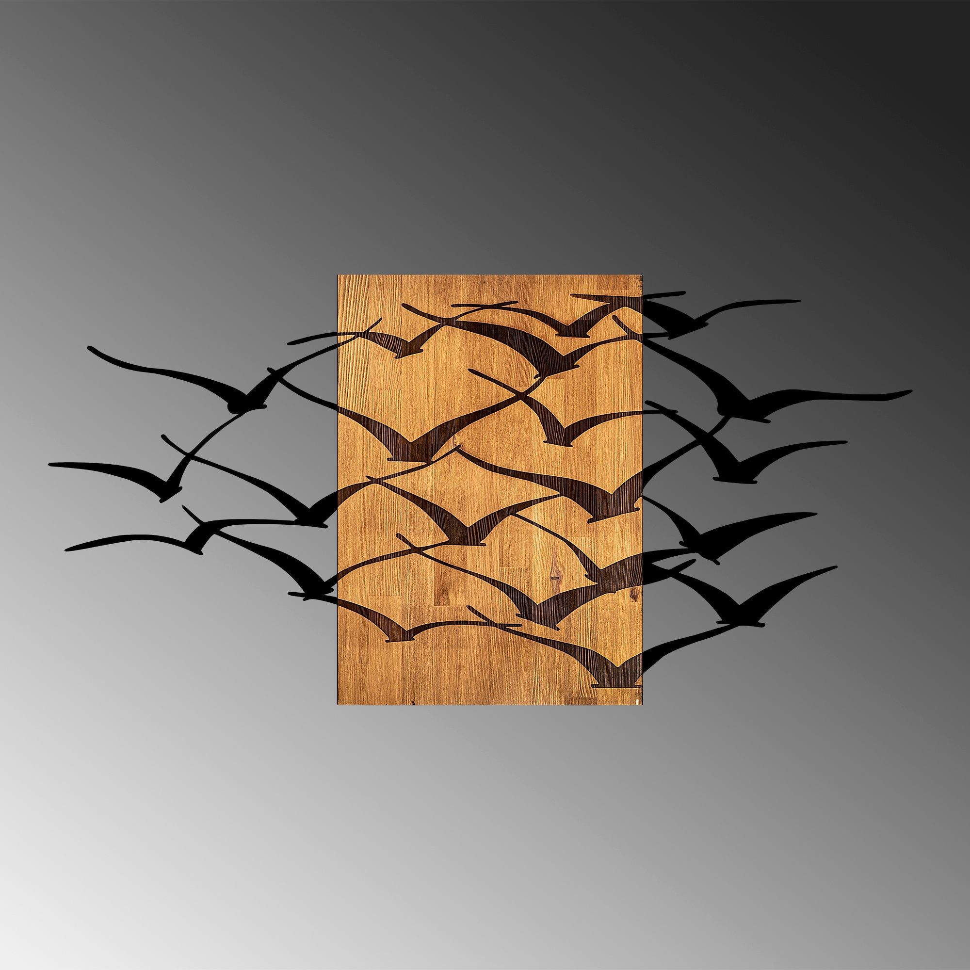 Acessório decorativo de parede – 70 x 140 cm – nogueira e preto – madeira e metal