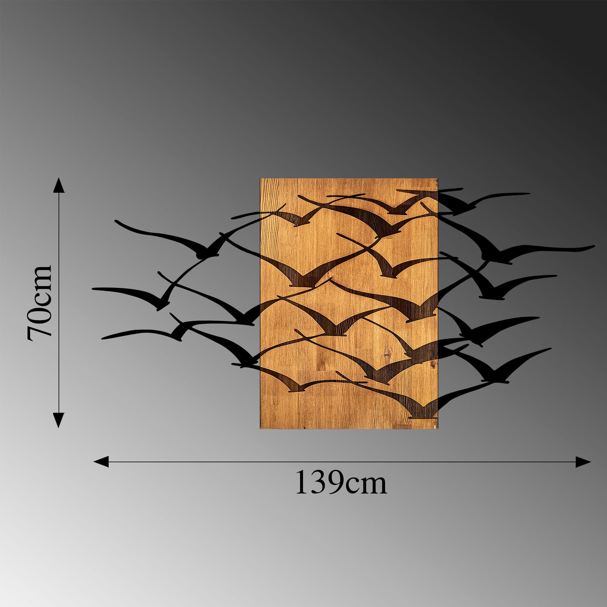 Acessório decorativo de parede – 70 x 140 cm – nogueira e preto – madeira e metal