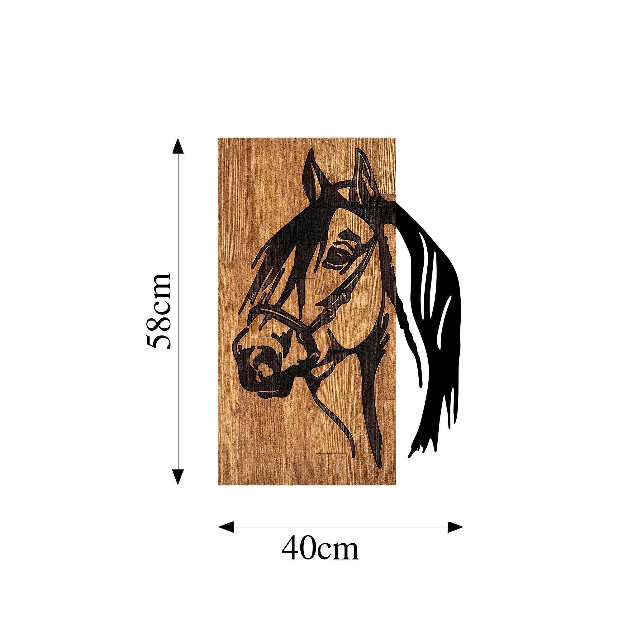Acessório decorativo de parede em madeira, preto e nogueira, 40 x 3 x 58 cm | 50% madeira (3 cm) e 50% metal (1,5 mm) | Design exclusivo para decoração elegante