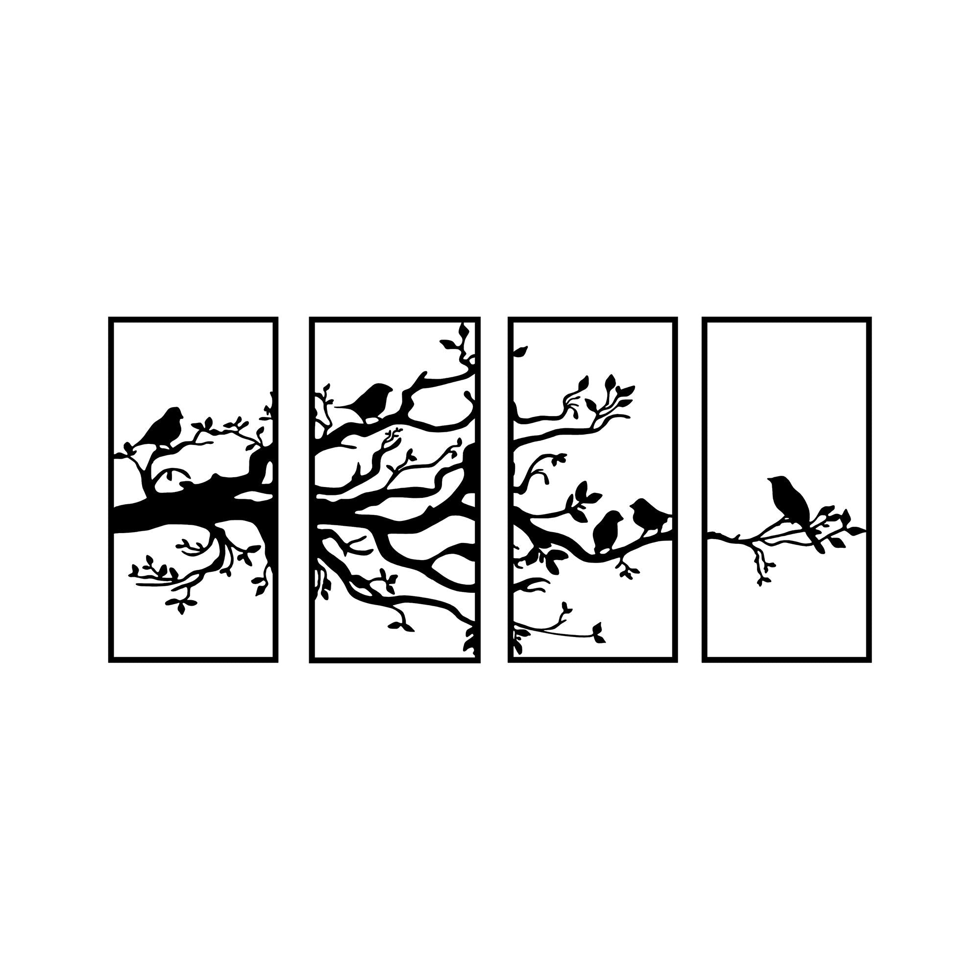 Acessório de parede decorativo de metal preto elegante (4 peças), 34 x 70 cm | 100% metal, 1,5 mm de espessura | Perfeito para decoração de casa moderna e paredes de galeria