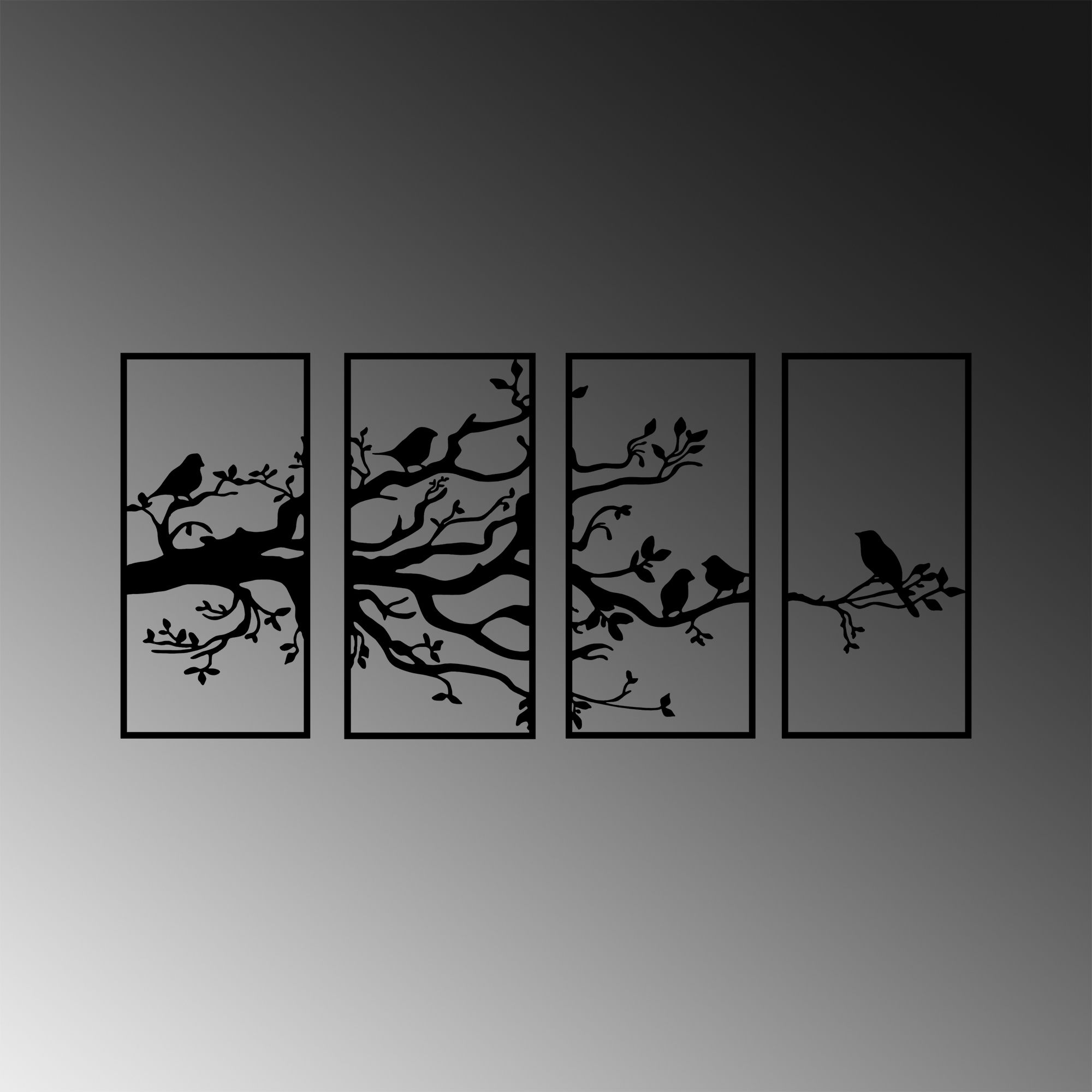 Acessório de parede decorativo de metal preto elegante (4 peças), 34 x 70 cm | 100% metal, 1,5 mm de espessura | Perfeito para decoração de casa moderna e paredes de galeria