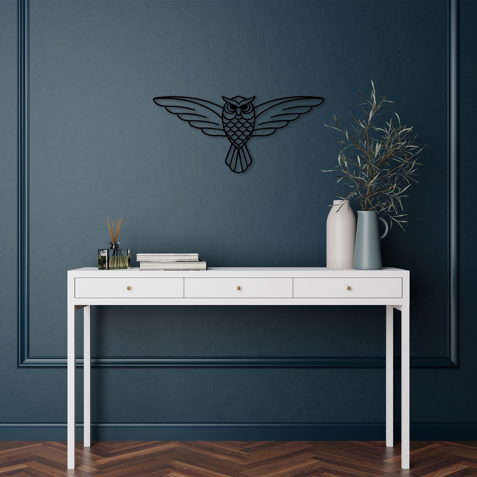 Acessório de parede decorativo de metal preto elegante, 17 x 38 cm | 100% metal, 1 mm de espessura | Perfeito para decoração de casa e espaços modernos, fácil de pendurar