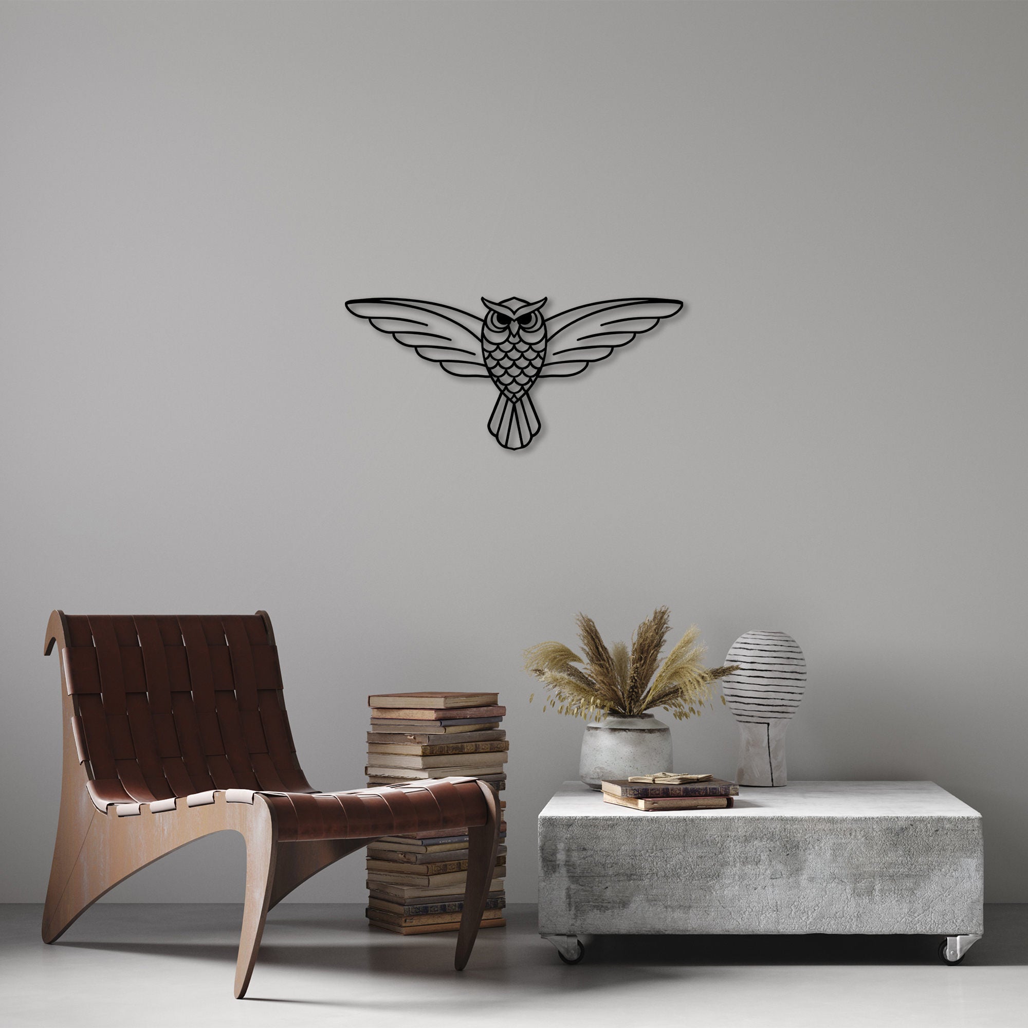Acessório de parede decorativo de metal preto elegante, 17 x 38 cm | 100% metal, 1 mm de espessura | Perfeito para decoração de casa e espaços modernos, fácil de pendurar