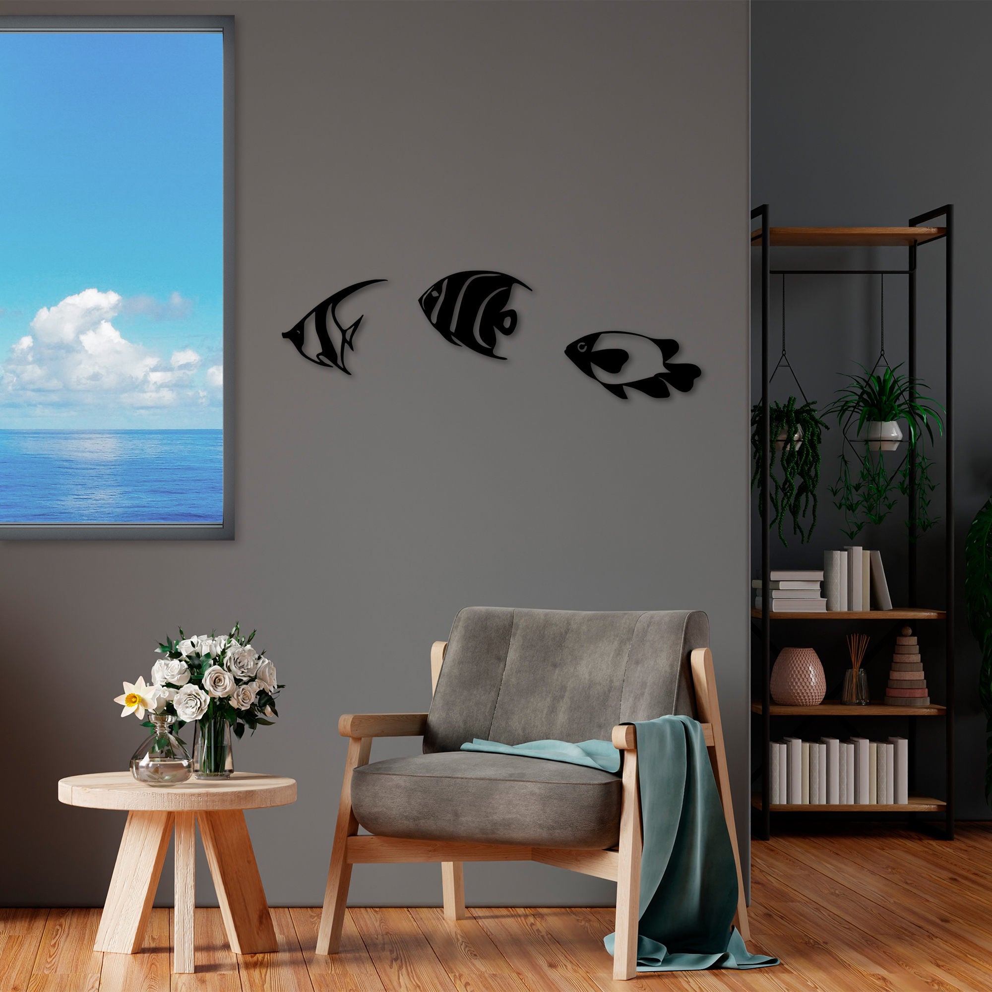 Acessório de Parede Decorativo – 21 x 26 cm, 24 x 26 cm, 20 x 31 cm – Preto – Metal