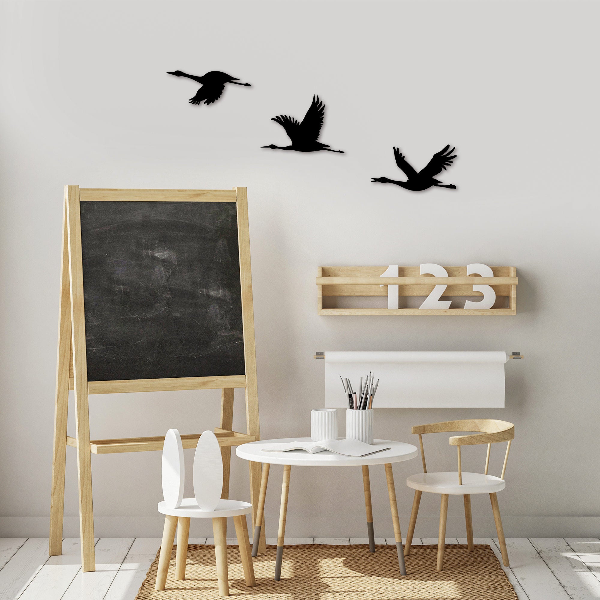 Acessórios de parede decorativos – Tamanhos: 14x26cm, 18x26cm, 11x26cm – Cor: preto – Material: metal