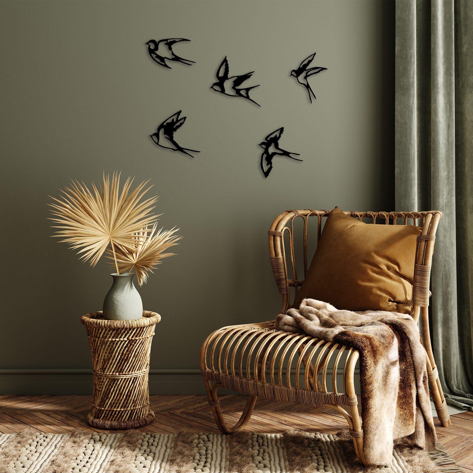 Acessório de parede decorativo – 19 x 18 cm, 19 x 19 cm, 19 x 11 cm, 17 x 19 cm, 14 x 19 cm – preto – metal