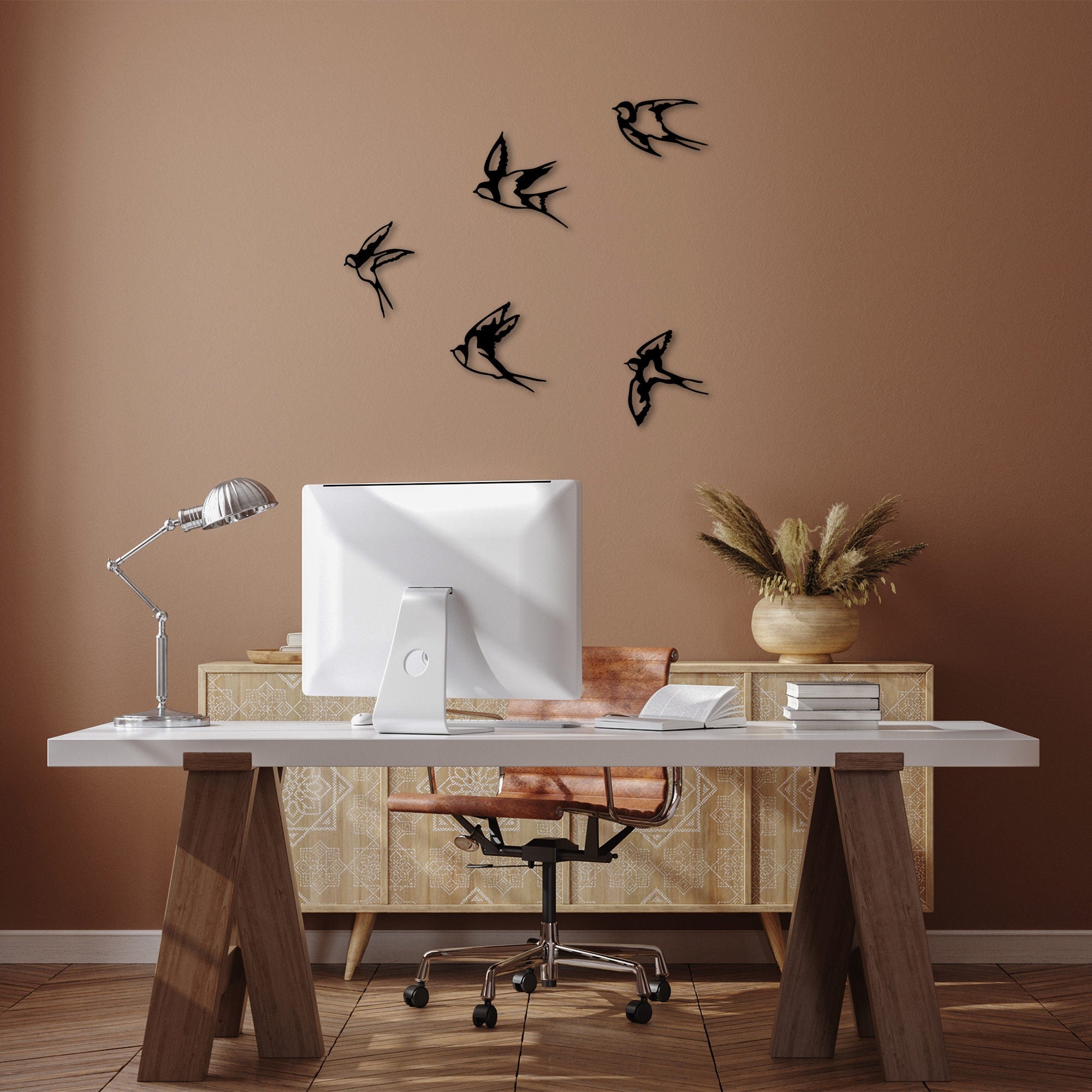 Acessório de parede decorativo – 19 x 18 cm, 19 x 19 cm, 19 x 11 cm, 17 x 19 cm, 14 x 19 cm – preto – metal