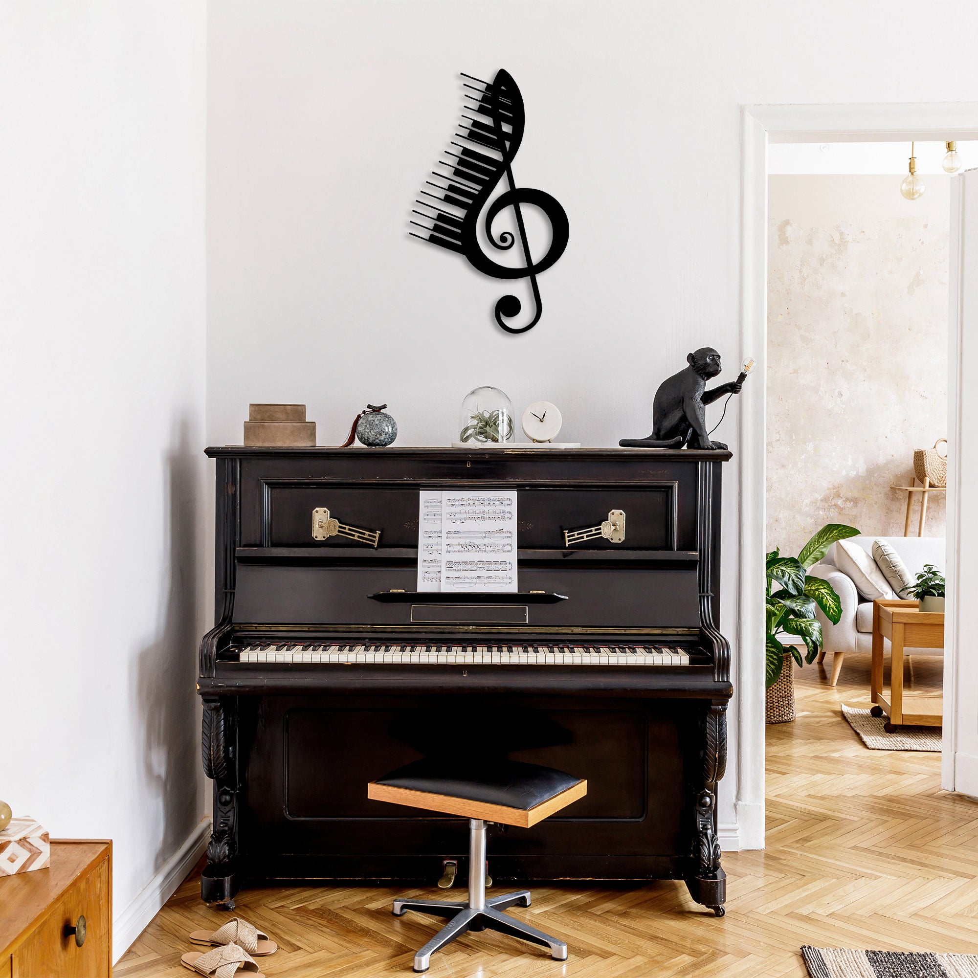 Acessório de parede decorativo de metal preto elegante, 42 x 69 cm | 100% metal, 1,5 mm de espessura | Perfeito para decoração moderna e arte de parede exclusiva