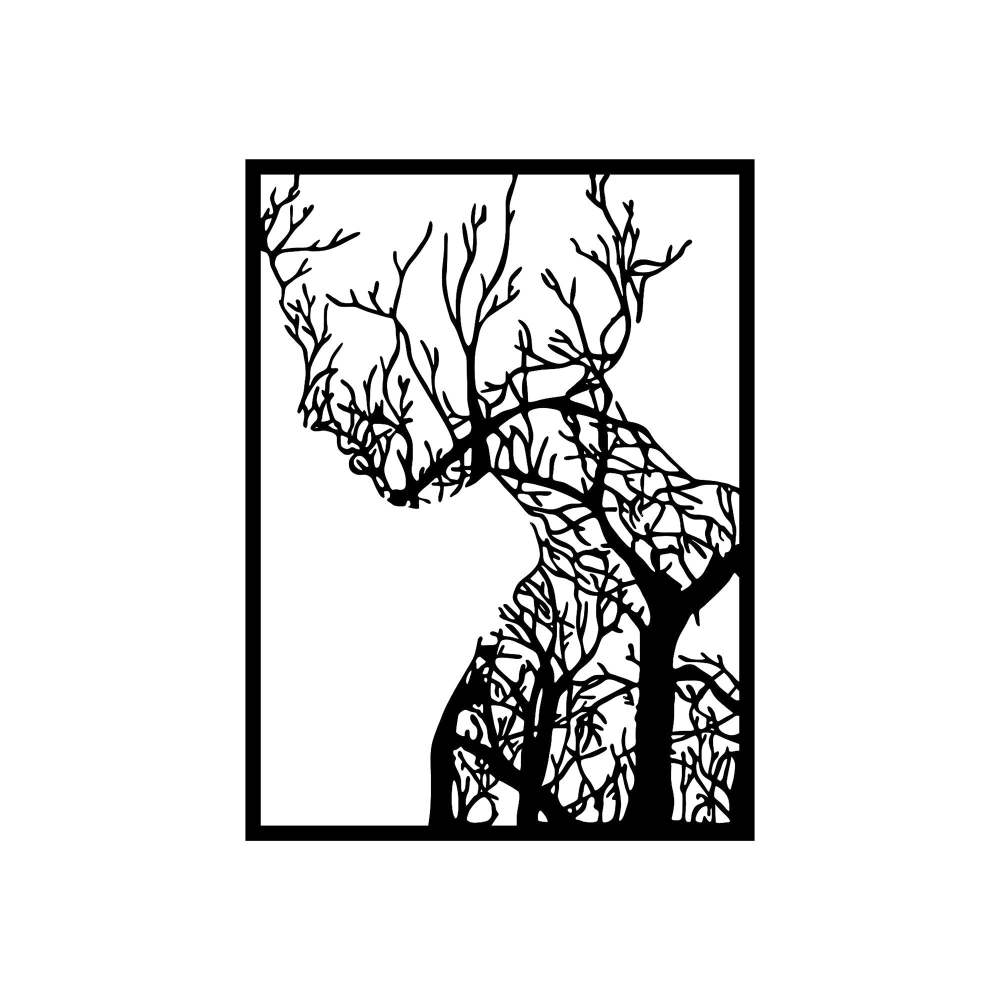 Acessório de parede decorativo de metal preto elegante, 52 x 70 cm | 100% metal, 1,5 mm de espessura | Perfeito para decoração moderna e arte de parede exclusiva