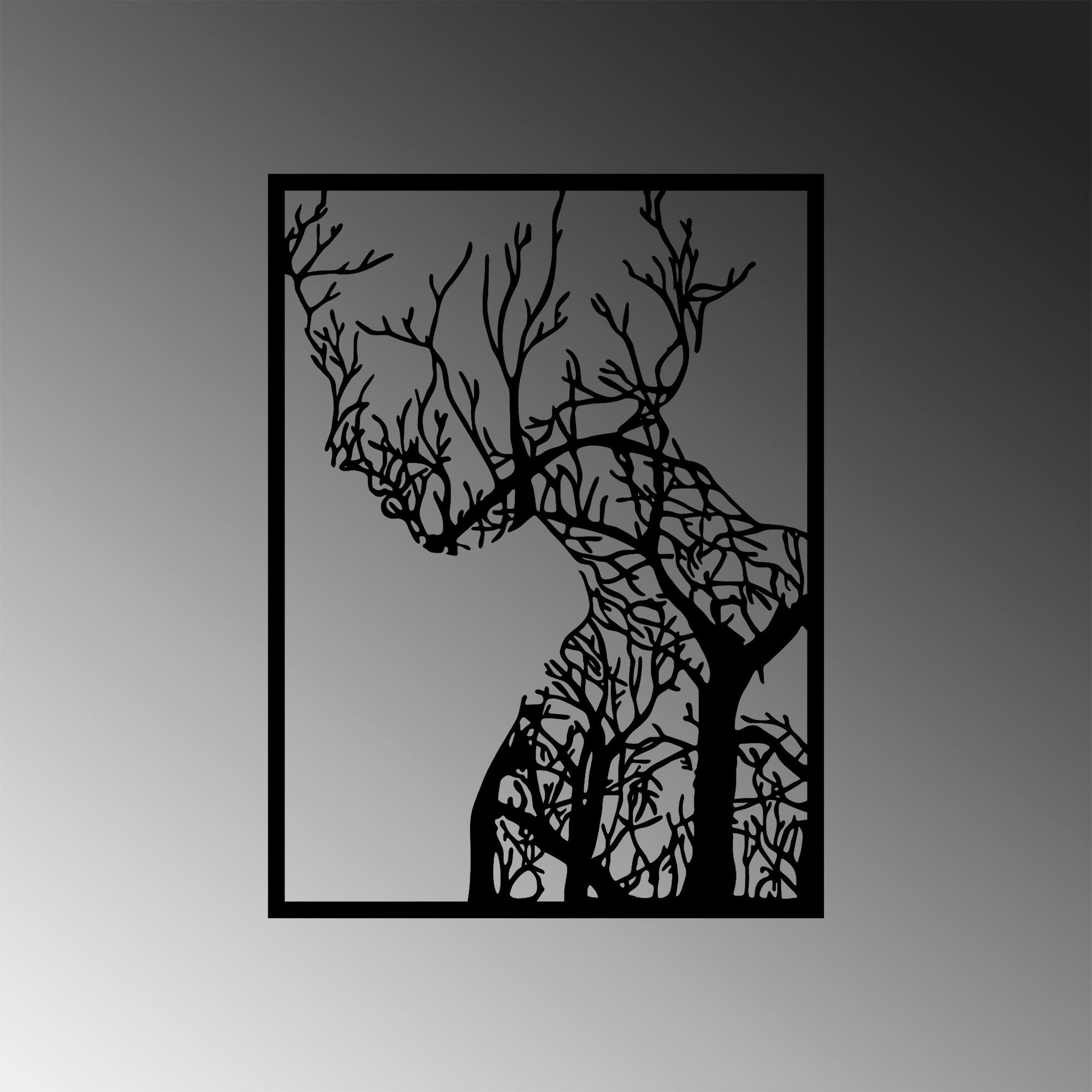 Acessório de parede decorativo de metal preto elegante, 52 x 70 cm | 100% metal, 1,5 mm de espessura | Perfeito para decoração moderna e arte de parede exclusiva