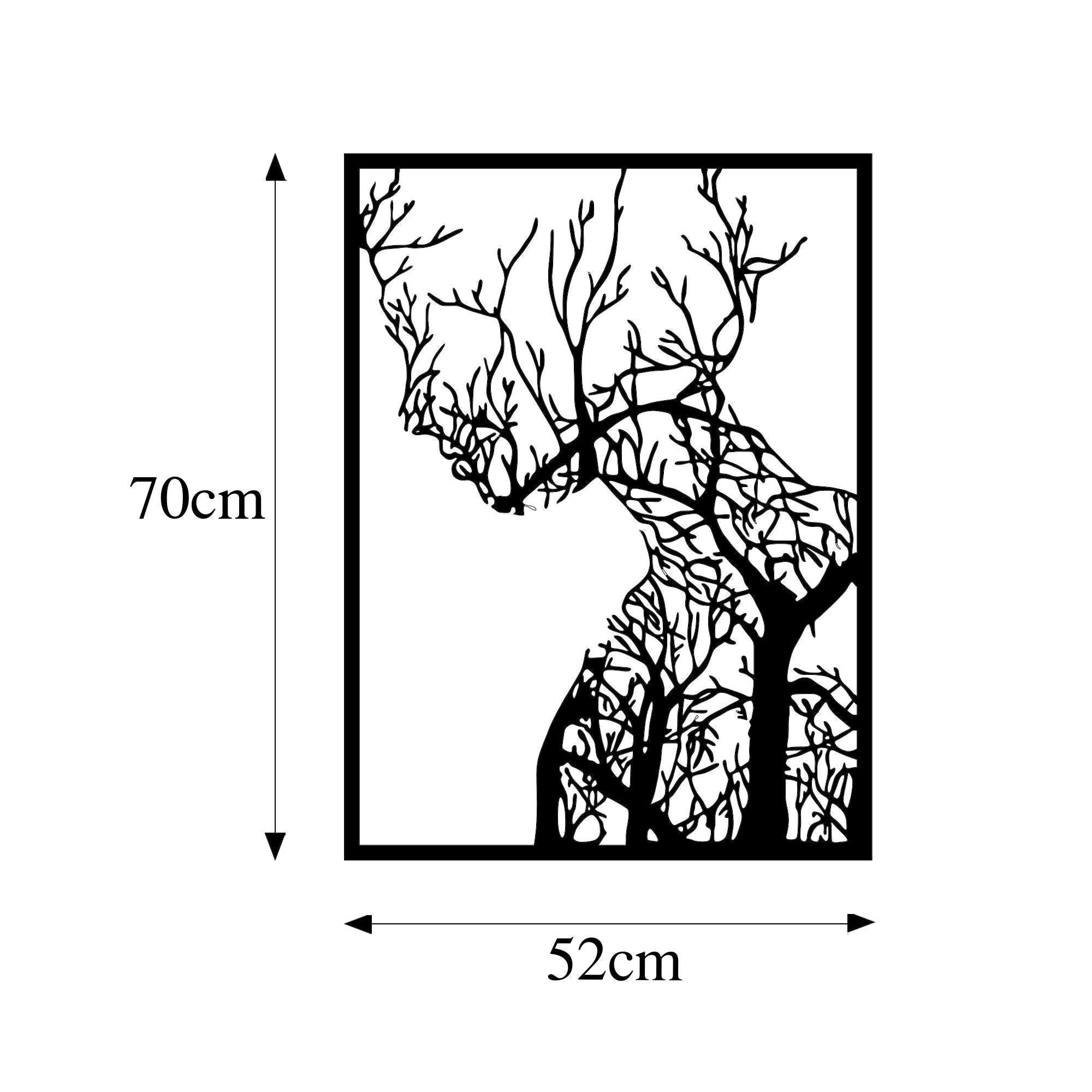 Acessório de parede decorativo de metal preto elegante, 52 x 70 cm | 100% metal, 1,5 mm de espessura | Perfeito para decoração moderna e arte de parede exclusiva