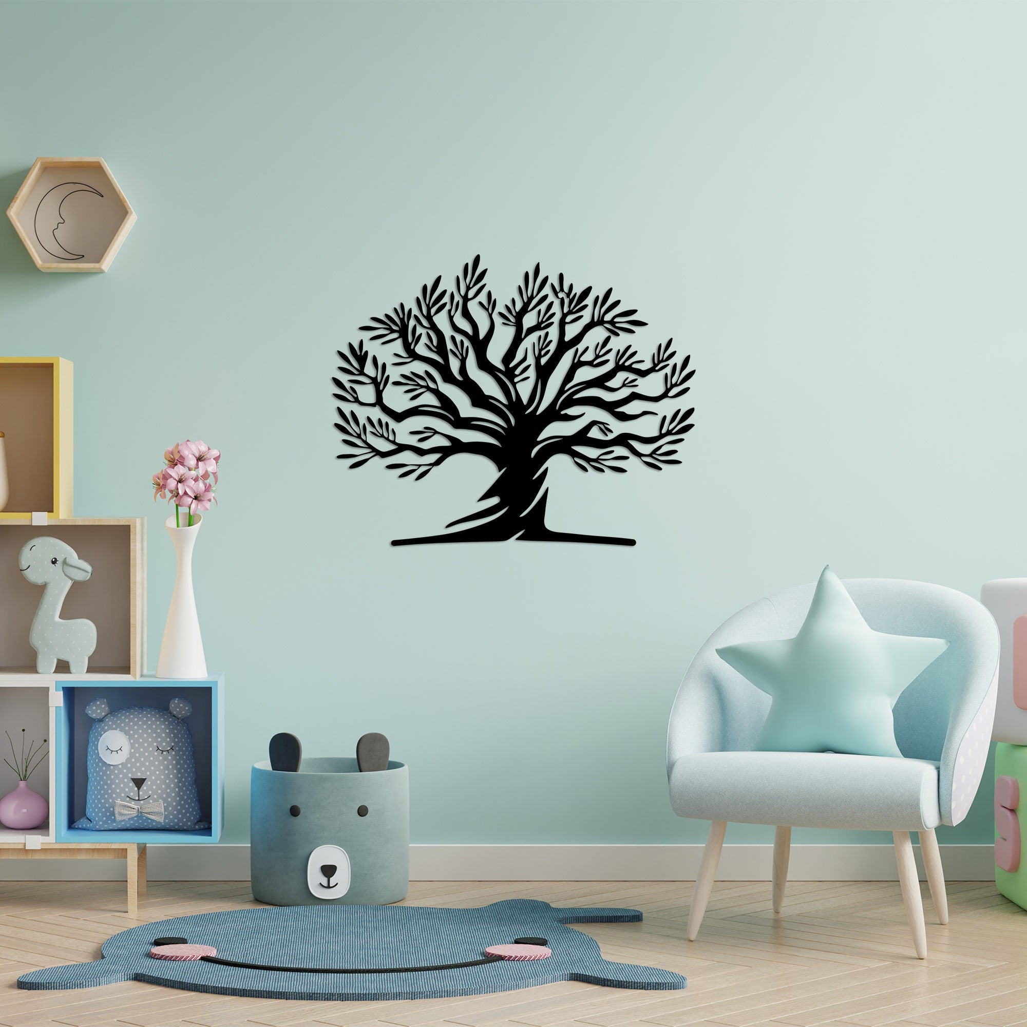 Acessório de parede decorativo de metal preto elegante, 54 x 67 cm | 100% metal, 1,5 cm de espessura | Perfeito para decoração moderna e exibição de arte