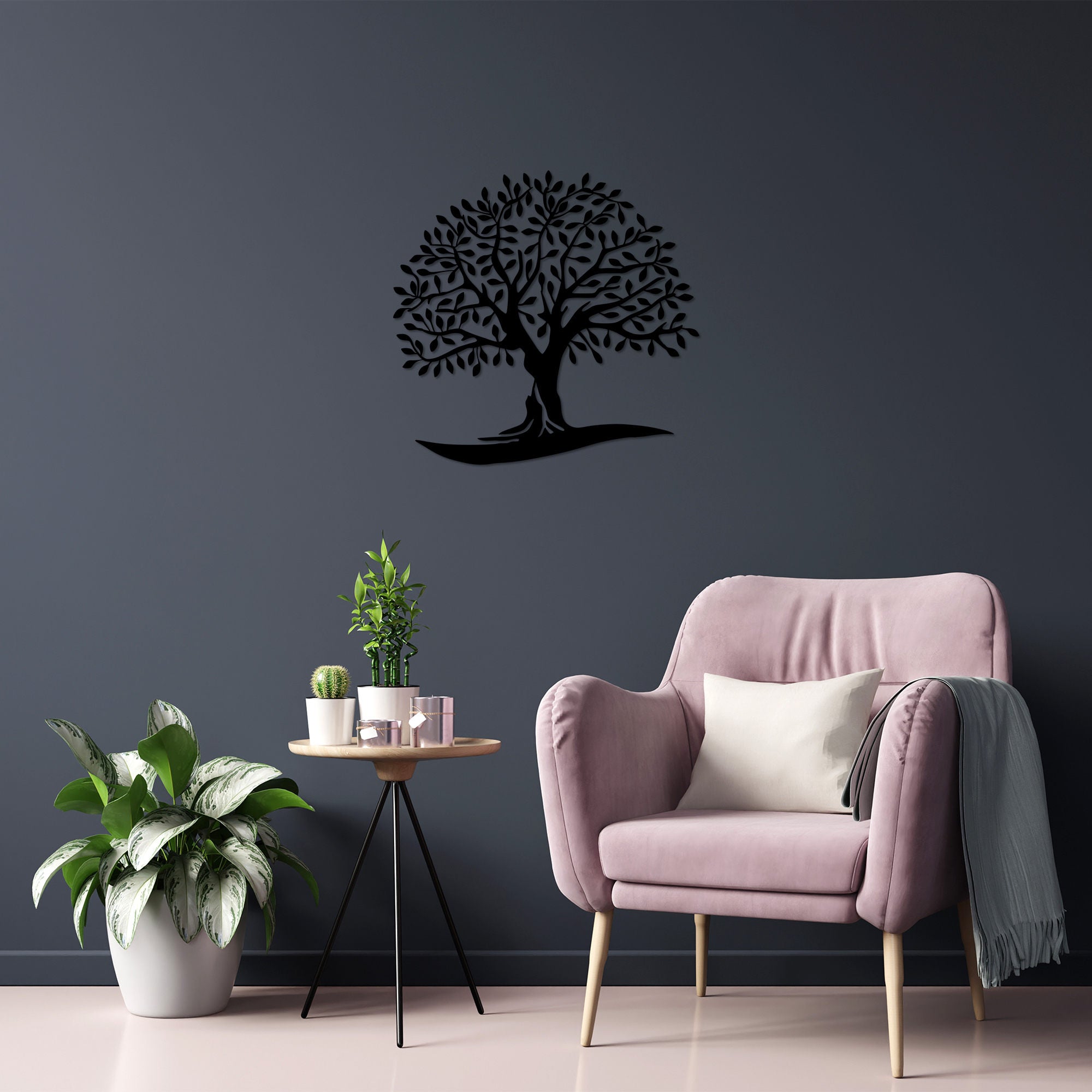 Acessório de parede decorativo de metal preto elegante, 64 x 66 cm | 100% metal, 1,5 cm de espessura | Perfeito para decoração moderna e exibição de arte
