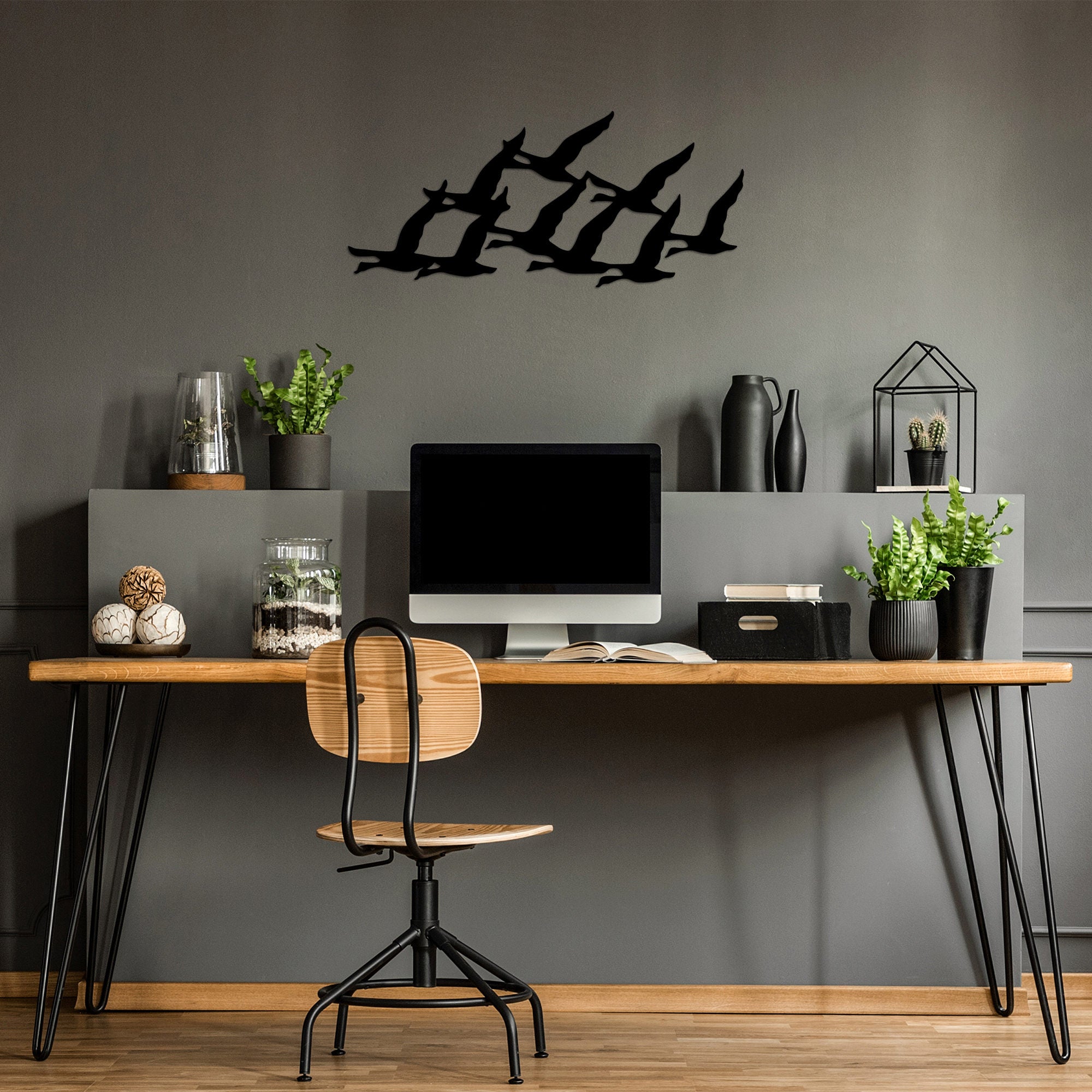 Acessório de parede decorativo de metal preto elegante, 29 x 70 cm | 100% metal, 1,5 cm de espessura | Perfeito para decoração moderna e arte de parede exclusiva