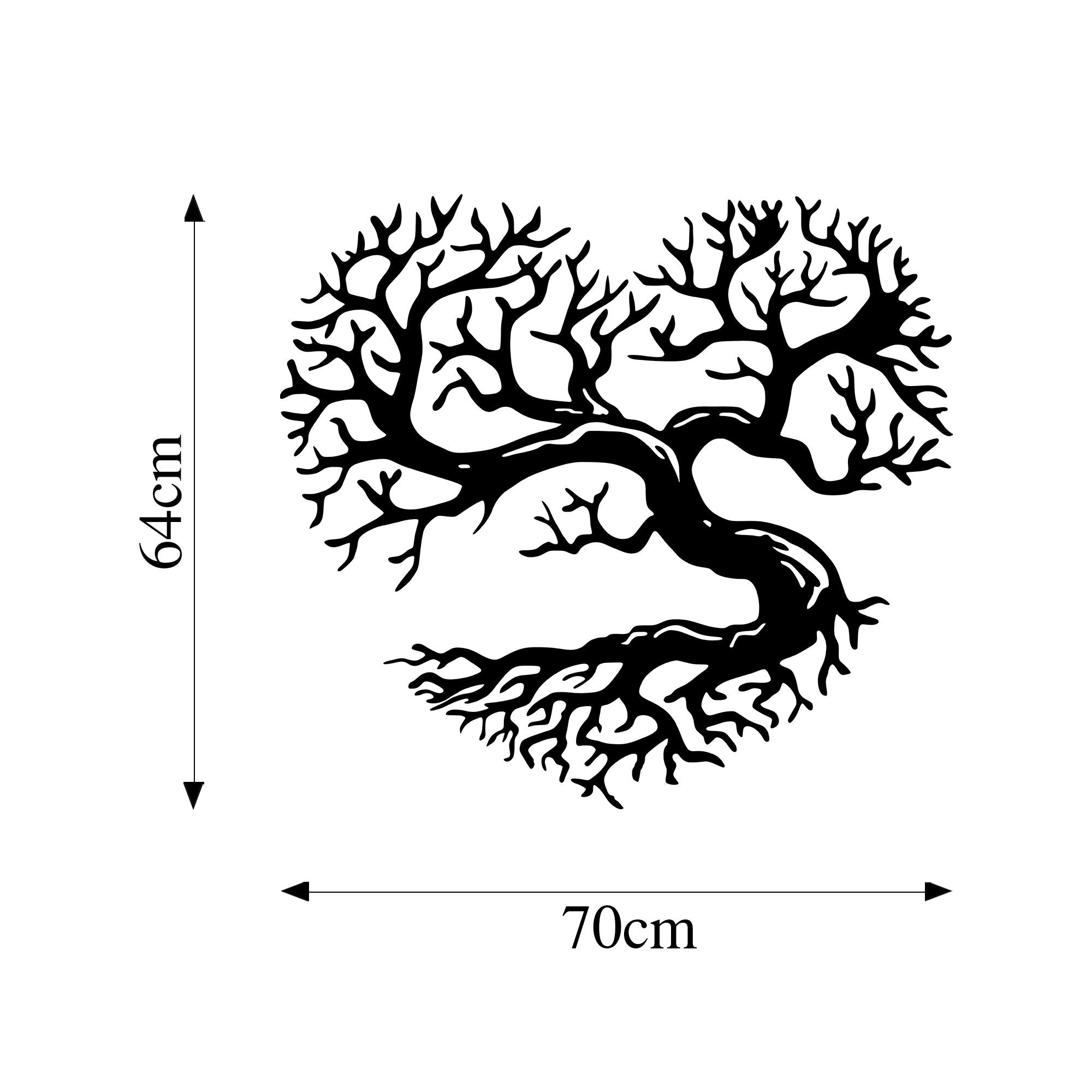 Acessório de parede decorativo de metal preto elegante, 64 x 70 cm | 100% metal, 1,5 cm de espessura | Perfeito para decoração moderna e arte de parede exclusiva