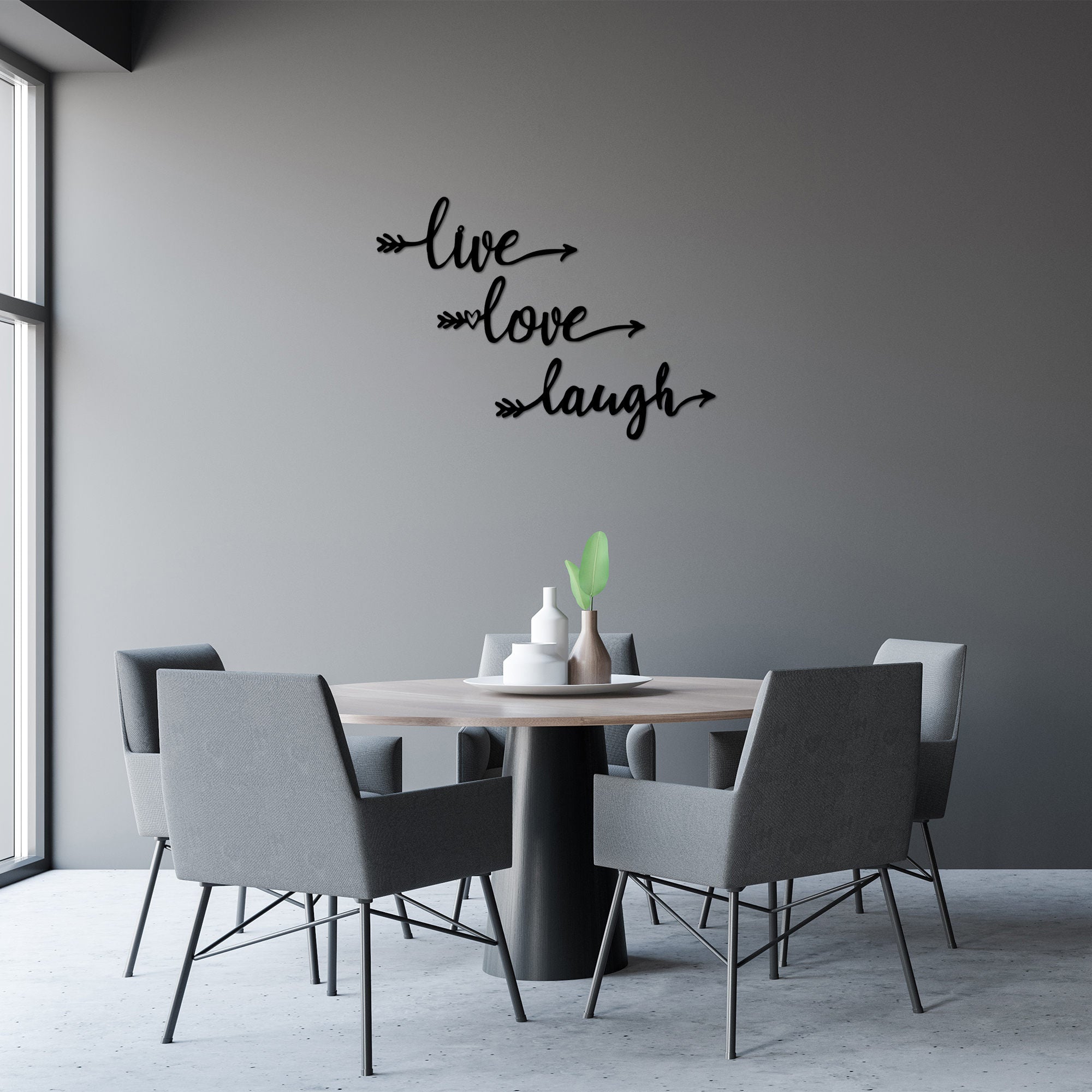 Acessório de parede decorativo de metal preto elegante, 60 x 60 cm, 100% metal (1,5 cm de espessura) | Perfeito para decoração moderna e arte de parede exclusiva