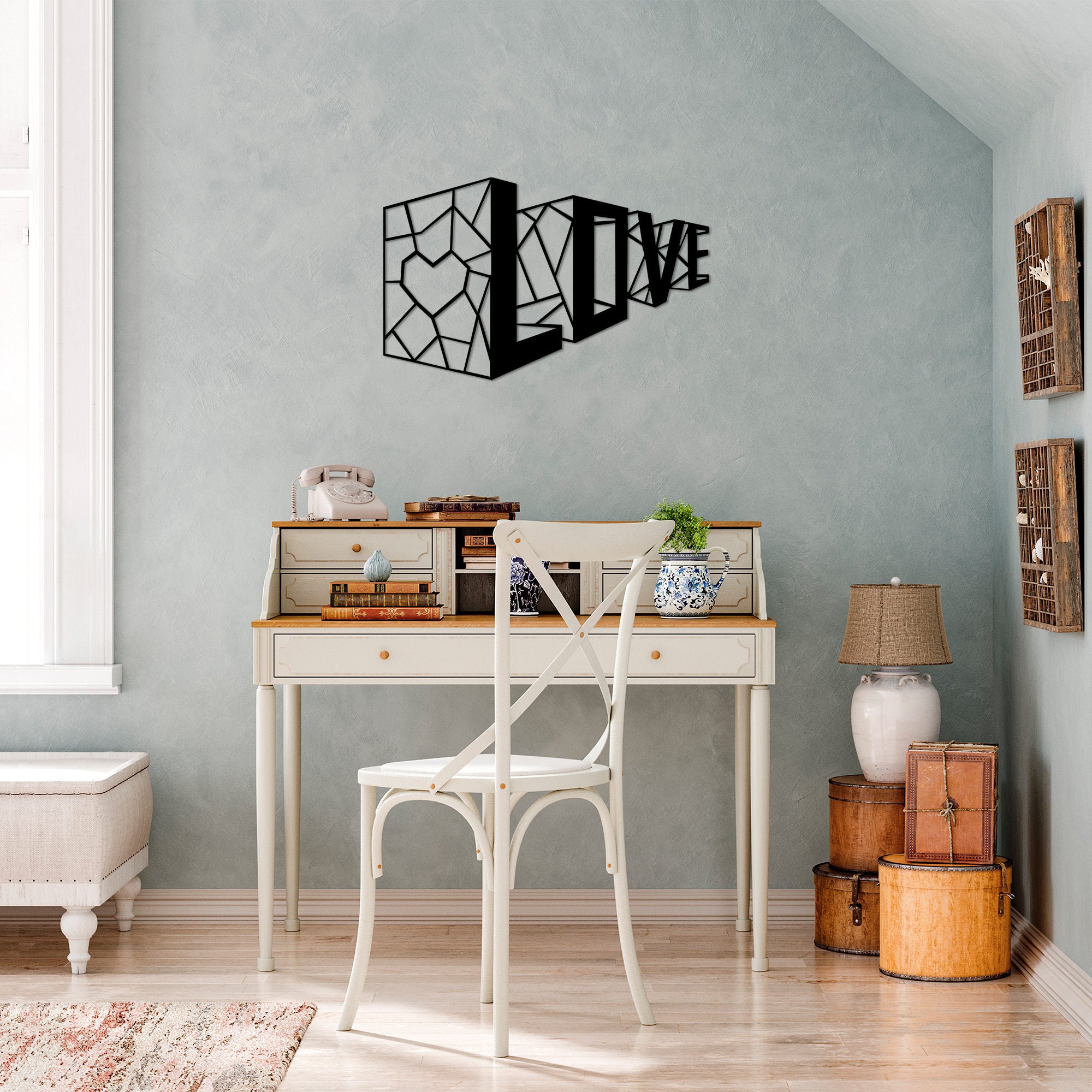 Acessório de parede decorativo de metal preto elegante, 68 x 42 cm | 100% metal, 1,5 cm de espessura | Perfeito para decoração moderna e arte de parede exclusiva