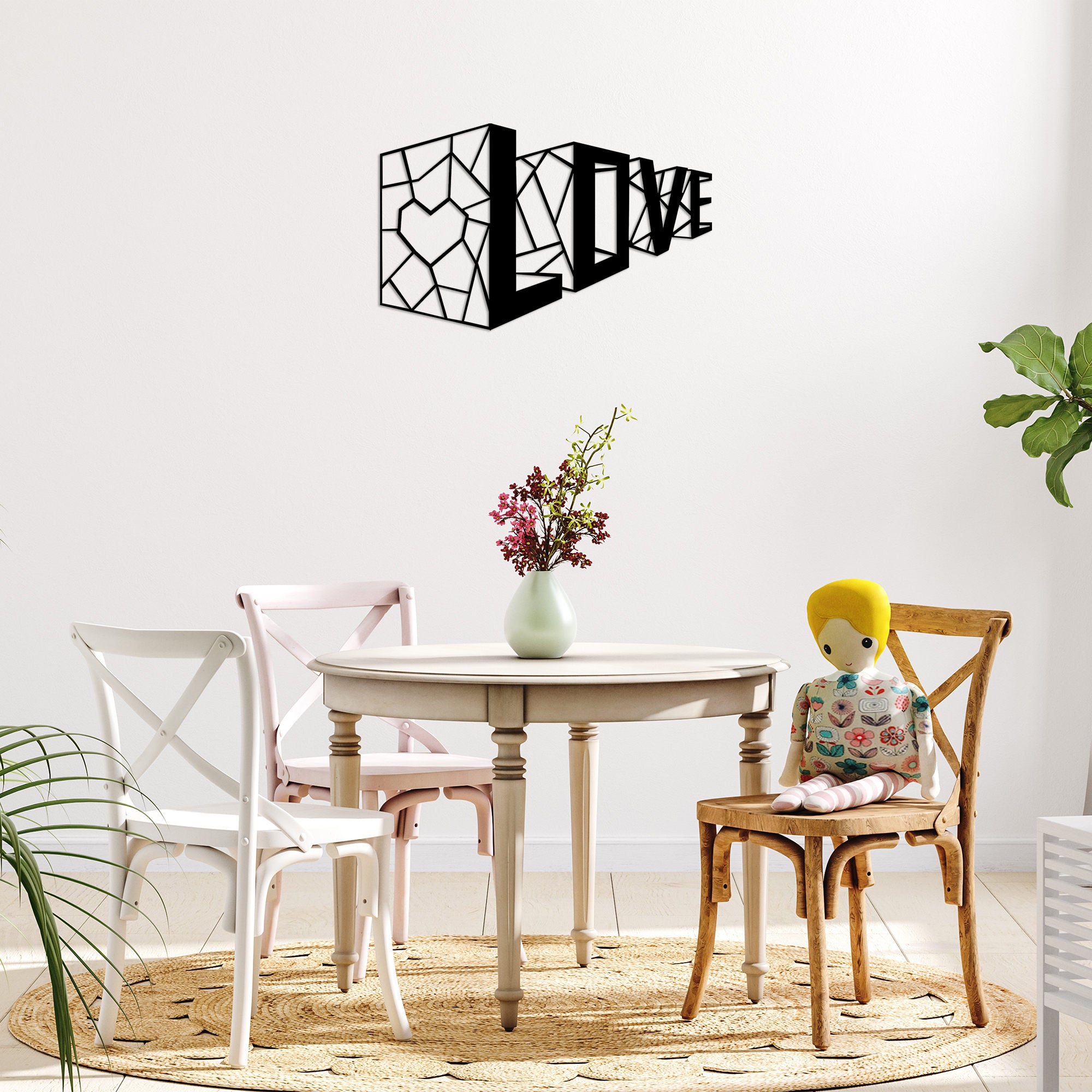 Acessório de parede decorativo de metal preto elegante, 68 x 42 cm | 100% metal, 1,5 cm de espessura | Perfeito para decoração moderna e arte de parede exclusiva