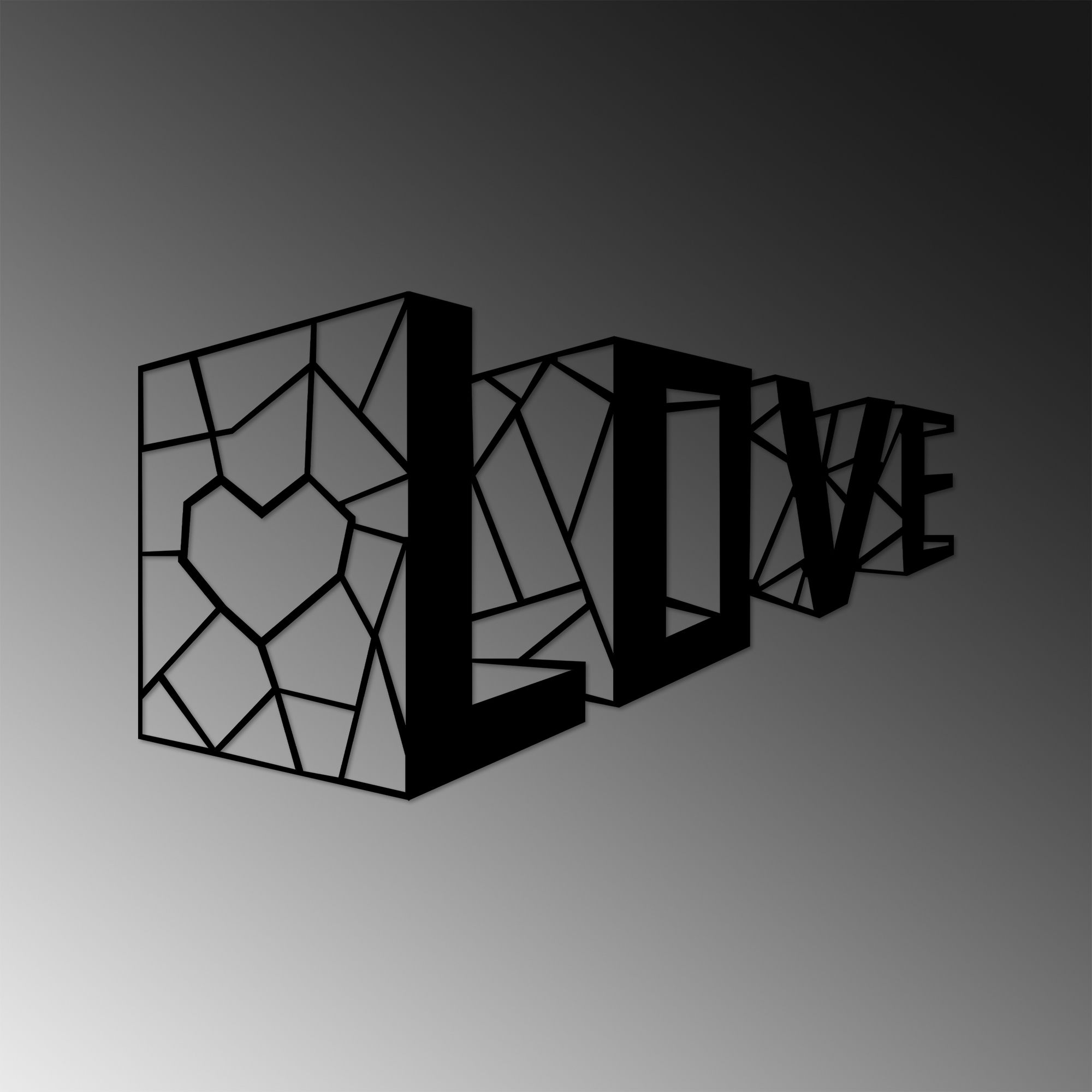 Acessório de parede decorativo de metal preto elegante, 68 x 42 cm | 100% metal, 1,5 cm de espessura | Perfeito para decoração moderna e arte de parede exclusiva