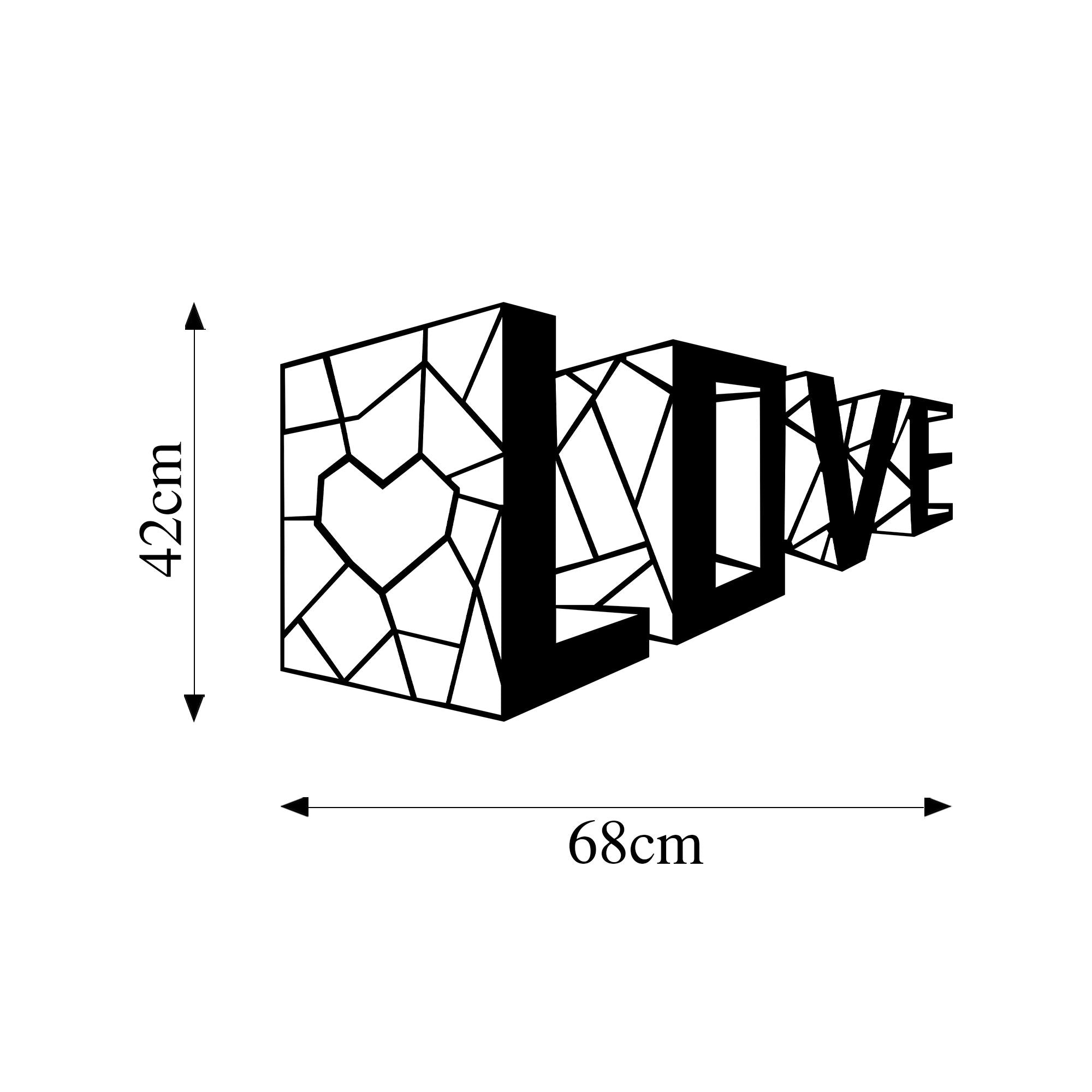 Acessório de parede decorativo de metal preto elegante, 68 x 42 cm | 100% metal, 1,5 cm de espessura | Perfeito para decoração moderna e arte de parede exclusiva