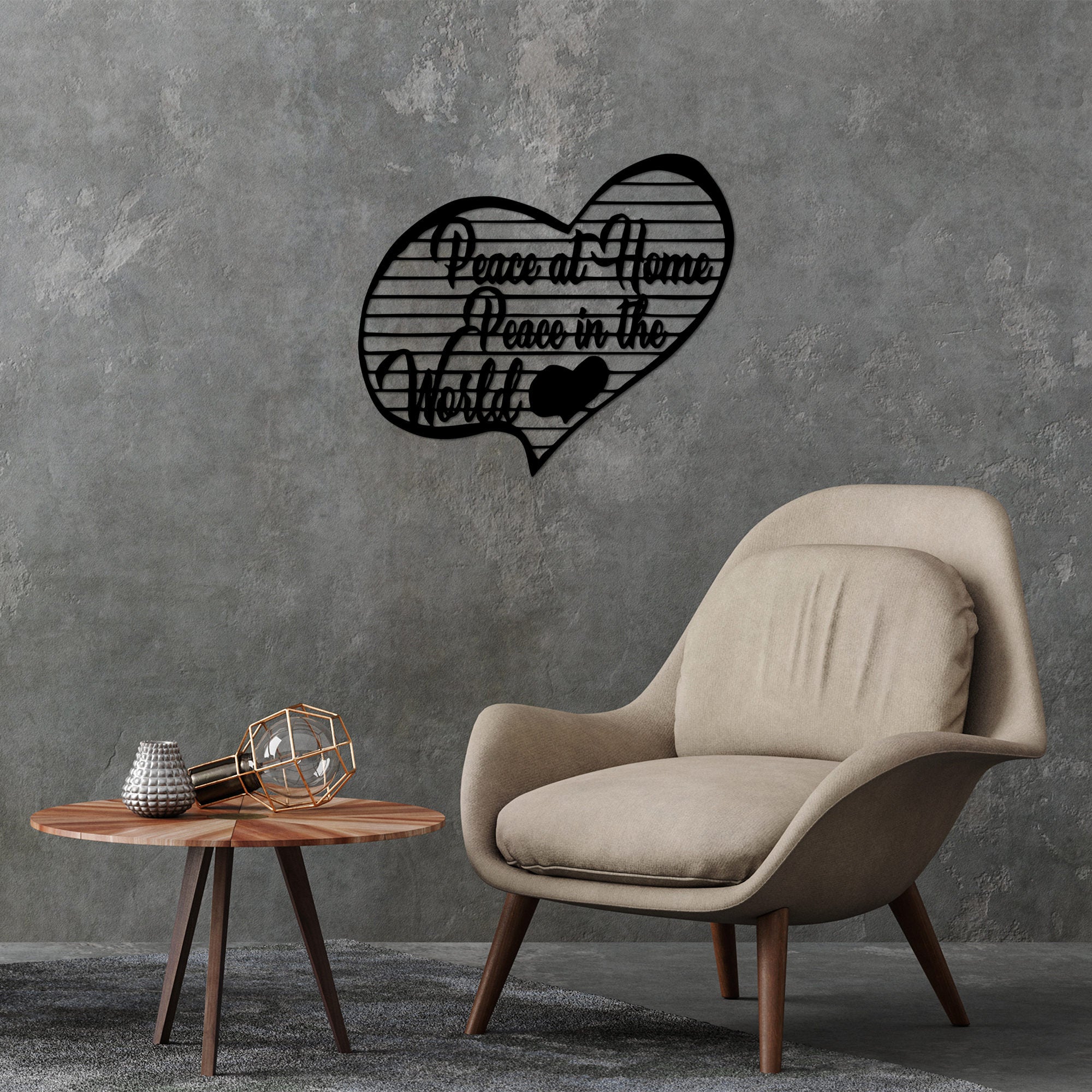 Acessório de parede decorativo de metal preto elegante, 58 x 68 cm | 100% metal, 1,5 cm de espessura | Perfeito para decoração moderna e arte de parede exclusiva