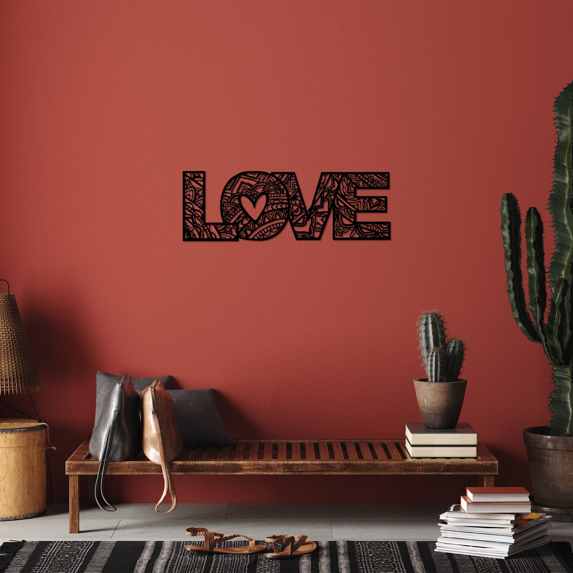 Acessório de parede decorativo de metal preto elegante, 23 x 70 cm | 100% metal, 1,5 cm de espessura | Perfeito para decoração moderna e arte de parede exclusiva