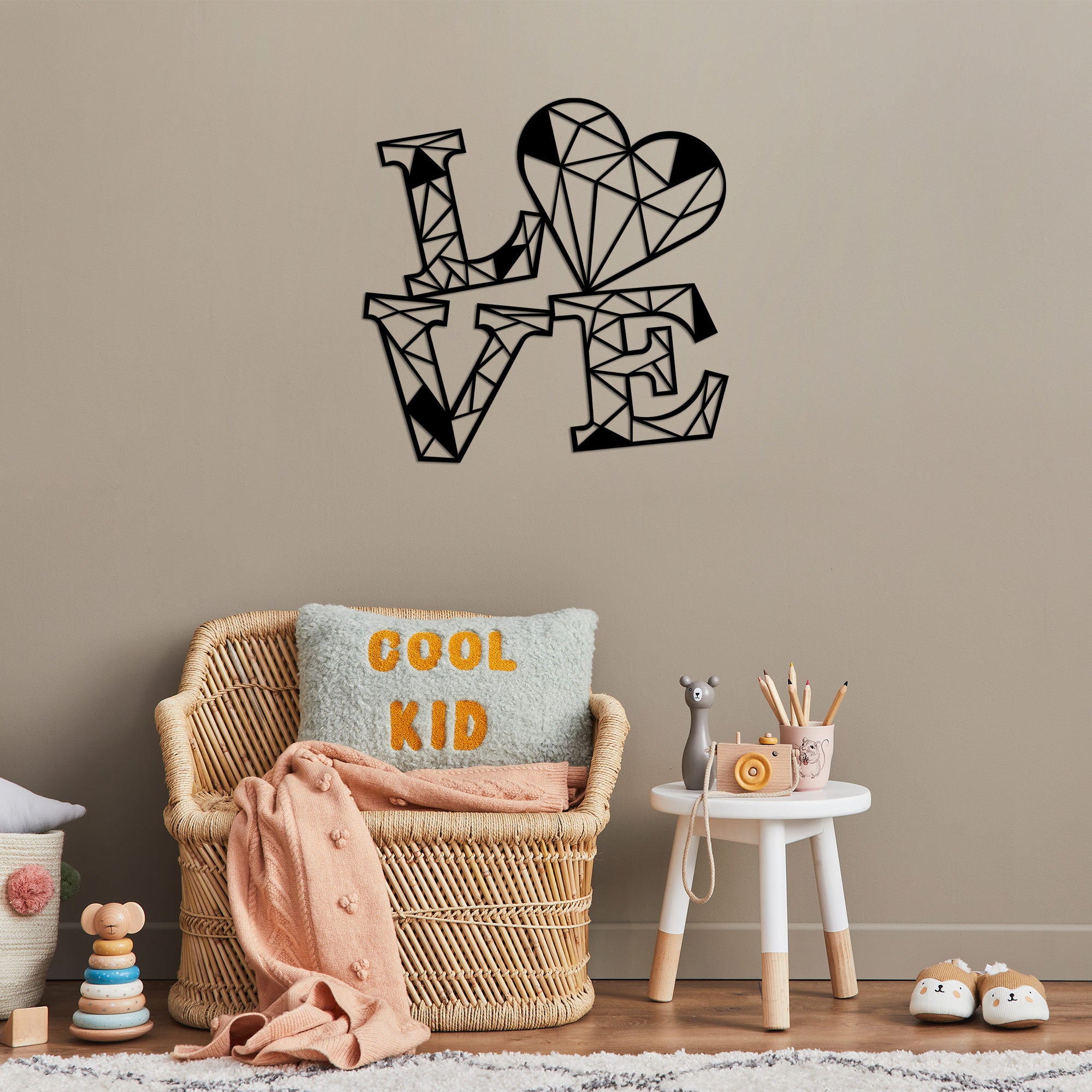 Acessório de parede decorativo de metal preto elegante, 68 x 68 cm | 100% metal, 1,5 cm de espessura | Perfeito para decoração moderna e exibição de arte
