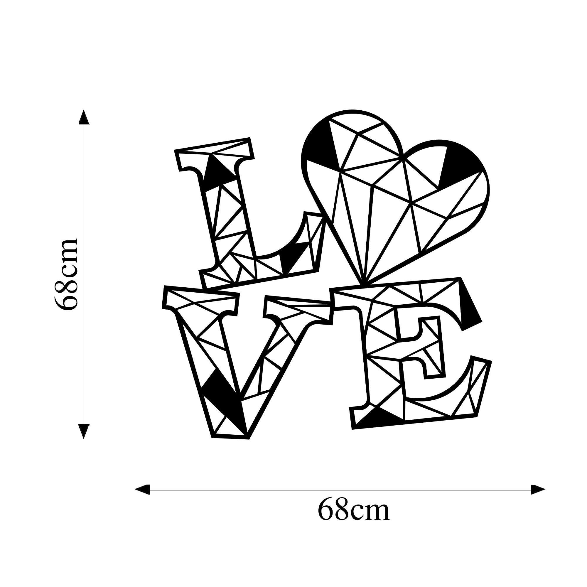Acessório de parede decorativo de metal preto elegante, 68 x 68 cm | 100% metal, 1,5 cm de espessura | Perfeito para decoração moderna e exibição de arte