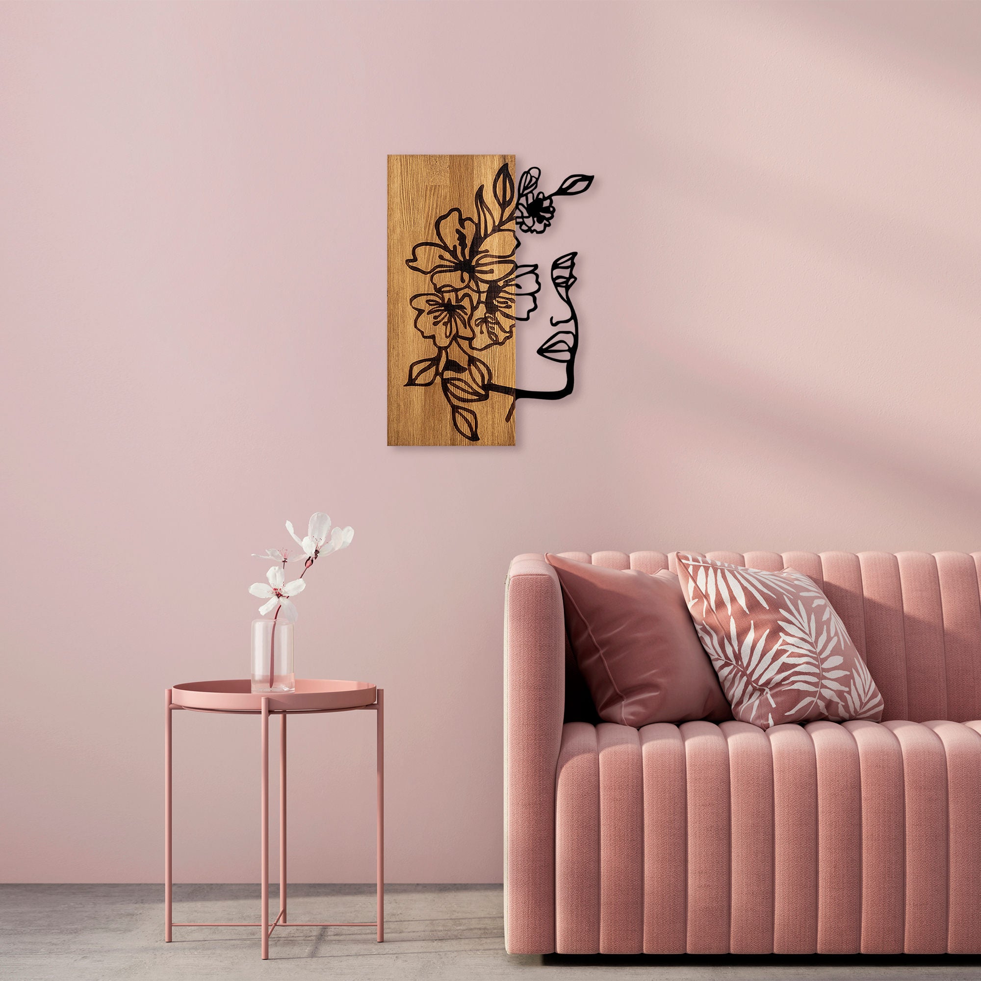 Acessório de parede – 41 x 58 cm – nogueira e preto – madeira e metal